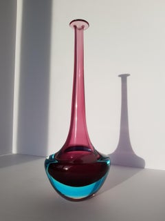 Murano Sommerso Art Glass Vase Seguso Flavio Poli Elongated Neck Mid Century Mod