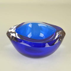 Murano Sommerso Blue Glass Bowl by Flavio Poli for Seguso, Italy, 1960