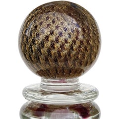 Murano Sommerso Cranberry Amethyst Gold Leaf Italian Art Glass Bottle Decanter