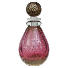 Murano Sommerso Cranberry Amethyst Gold Leaf Italian Art Glass Bottle Decanter