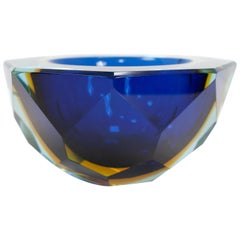 Murano Sommerso Cut Glass Bowl