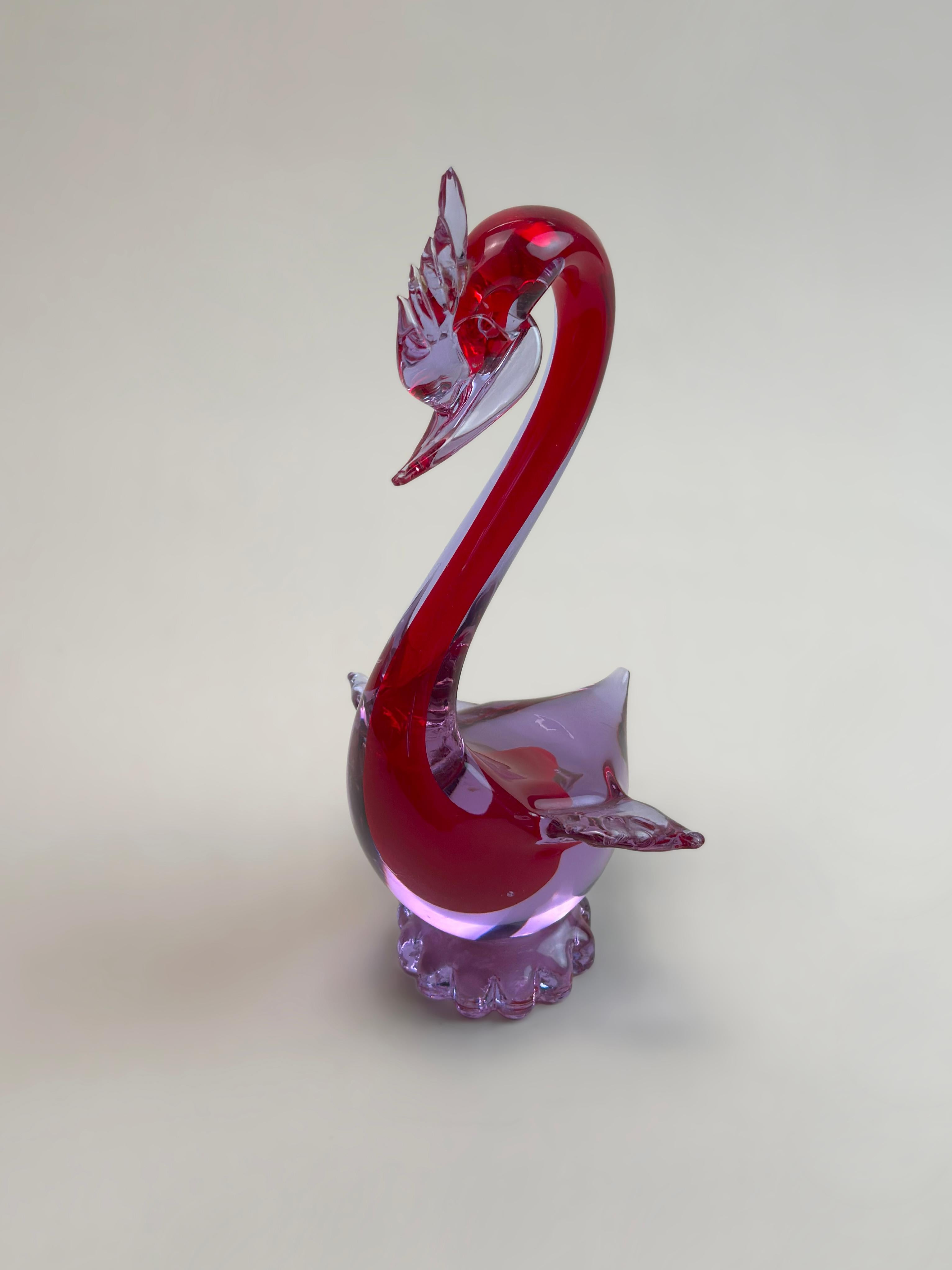 Mid-Century Modern Canard en verre alexandrin de Murano Sommerso, attribué à Fratelli Toso, années 1960 en vente