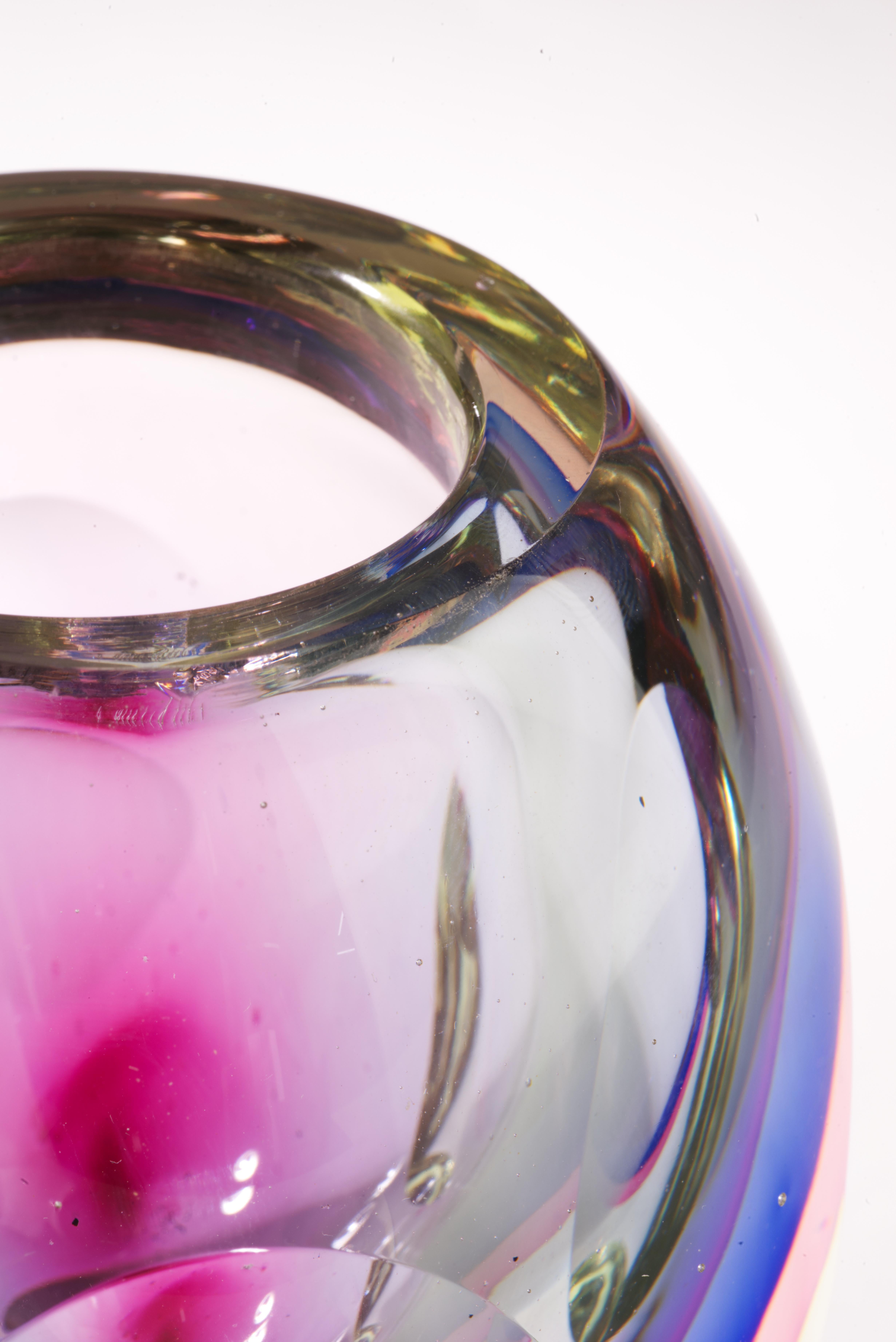 Murano Sommerso Faceted Glass Vase in Style of Flavio Poli for Seguso For Sale 2