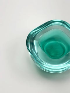 Murano Sommerso Geode Bowl by Archimede Seguso in Mint and Blue, Italy, 1960s