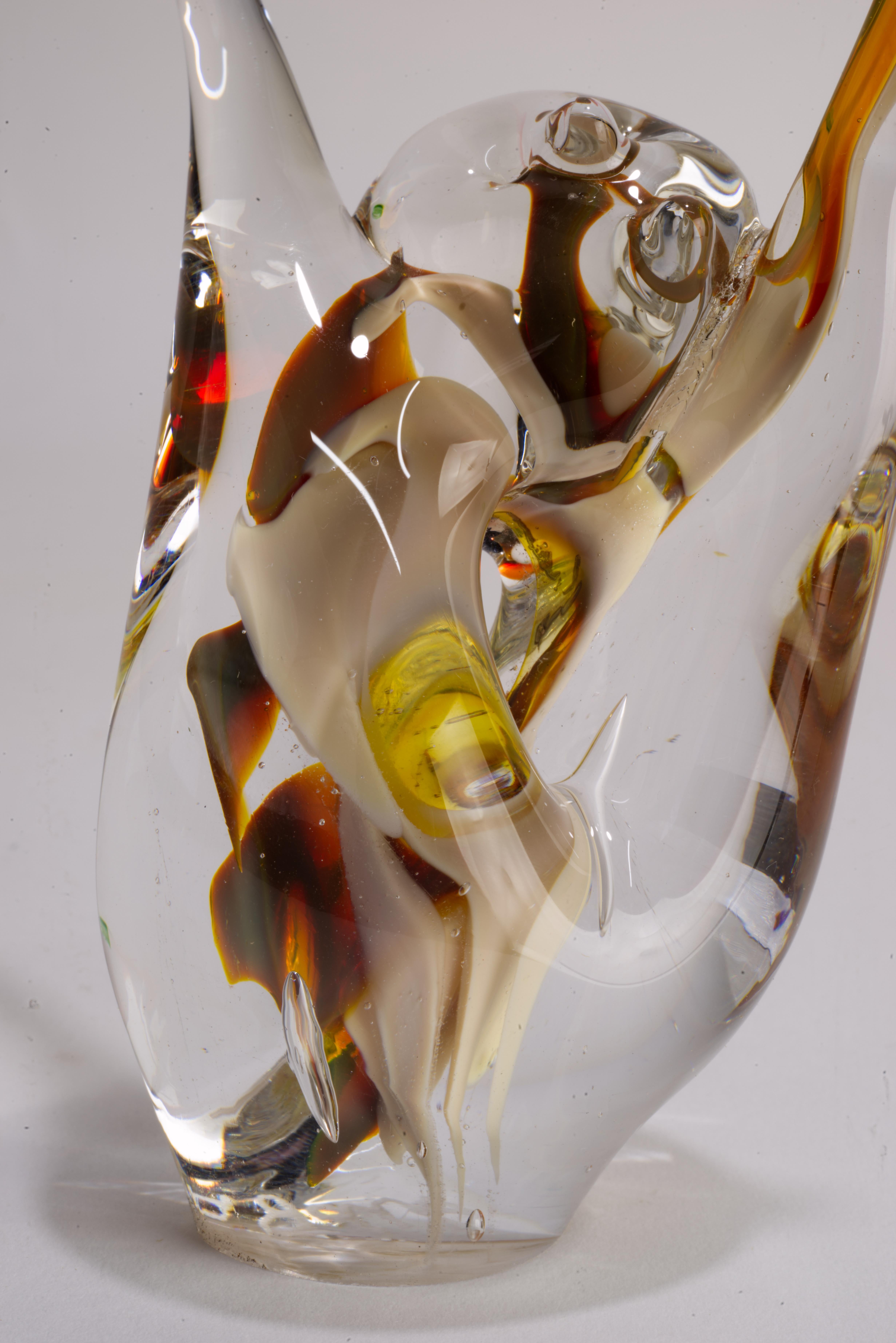 20ième siècle Presse-papiers Figurine anthropomorphe en verre Sommerso de Murano en vente