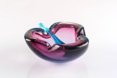 Murano Sommerso Glass Ashtray with Temper, Seguso Italy