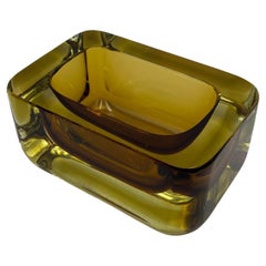 Used Murano Sommerso Glass Block Bowl / Vide Poche, Italy, 1970's 