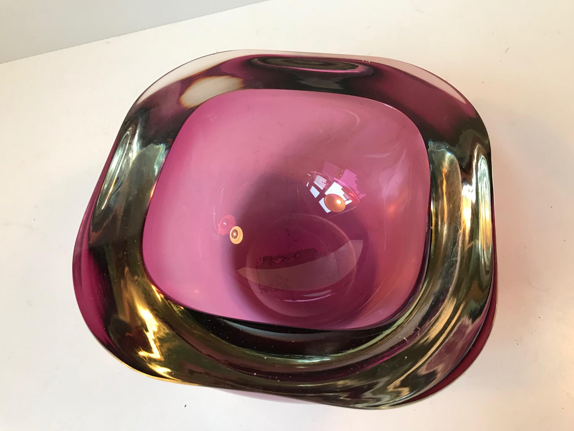 Mid-Century Modern Murano Sommerso Glass Bowl by Flavio Poli, 1960s