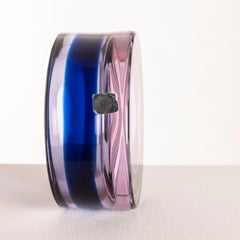 Bol en verre Murano Sommerso bleu et violet avec Label d'origine, Italie, années 1960