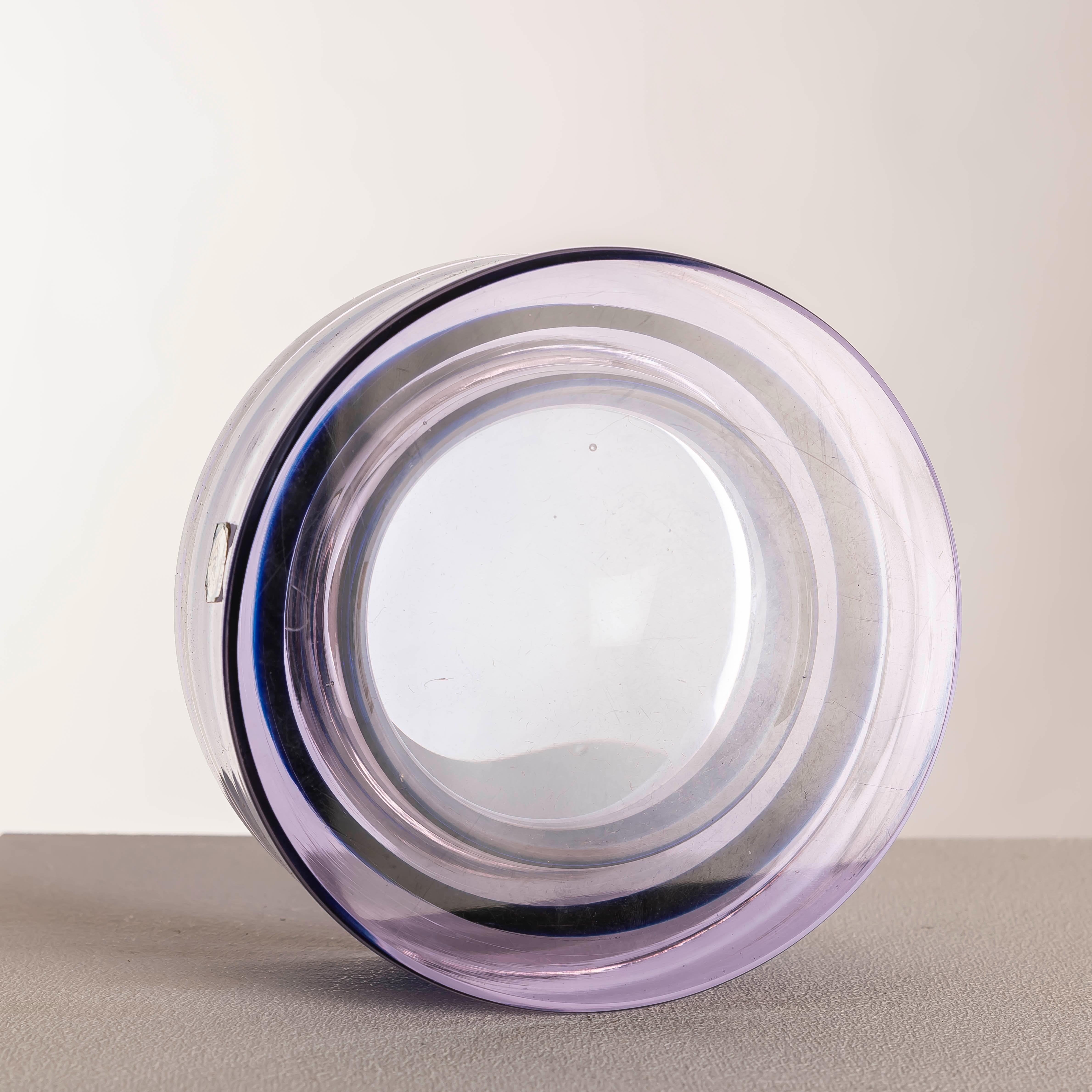 Mid-Century Modern Bol en verre Murano Sommerso bleu et violet avec Label d'origine, Italie, années 1960 en vente