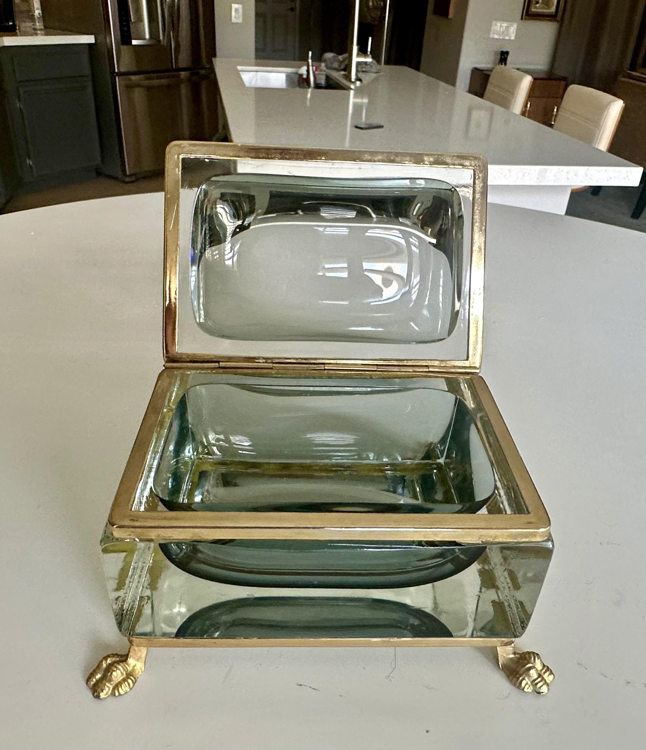Caja con tapa de cristal Murano Glass Sommerso Firmada Garantito en venta 3