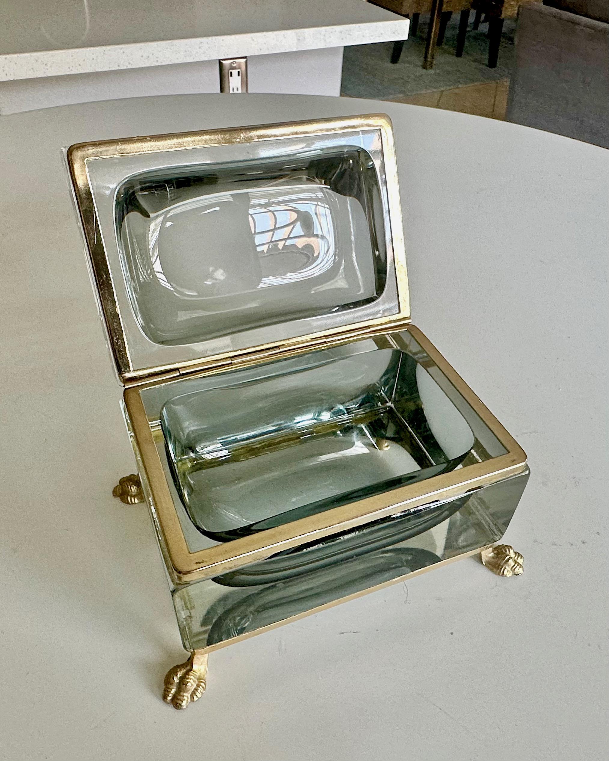 Caja con tapa de cristal Murano Glass Sommerso Firmada Garantito en venta 4