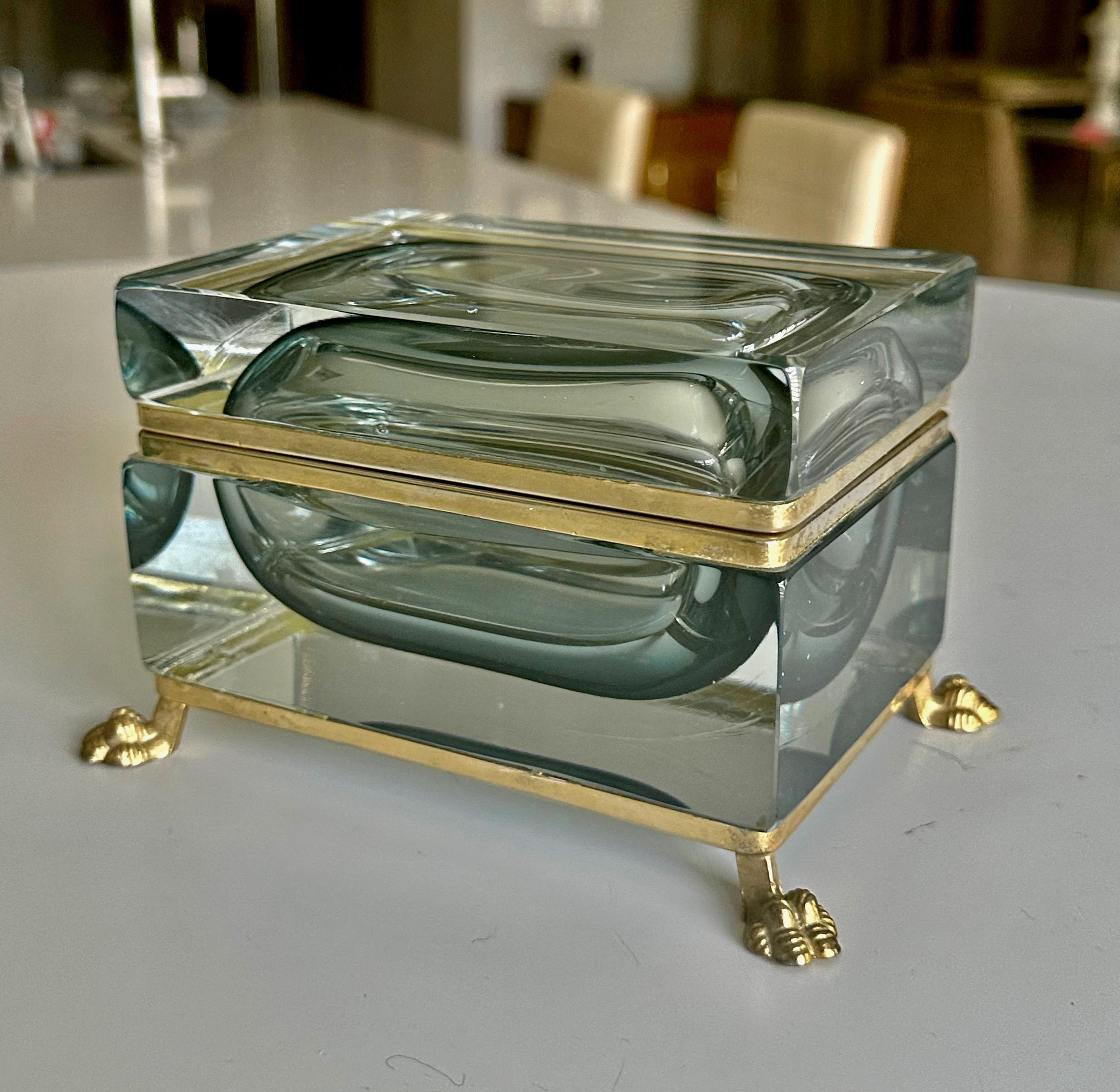 Caja con tapa de cristal Murano Glass Sommerso Firmada Garantito en venta 10