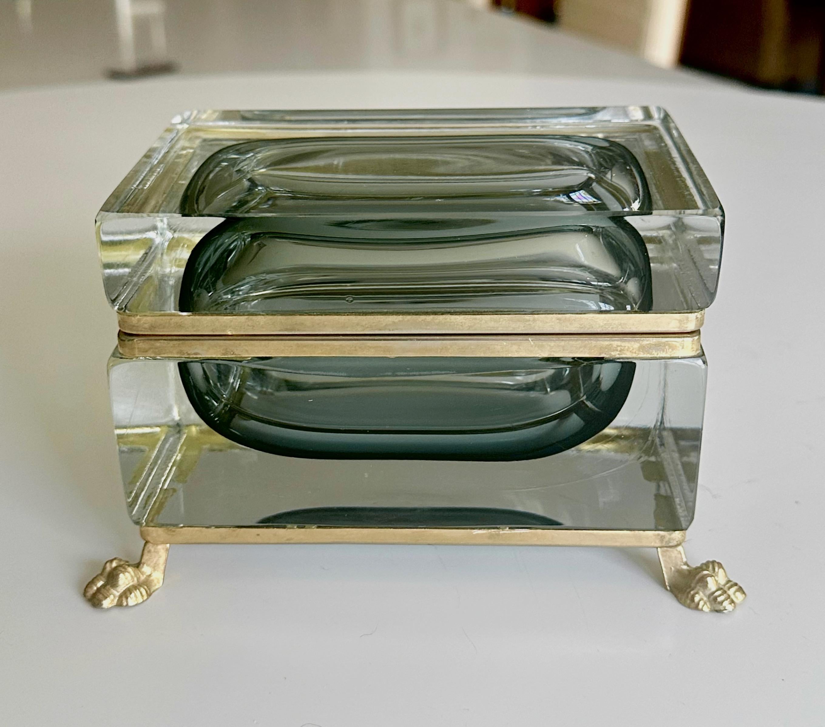 Caja con tapa de cristal Murano Glass Sommerso Firmada Garantito en venta 11