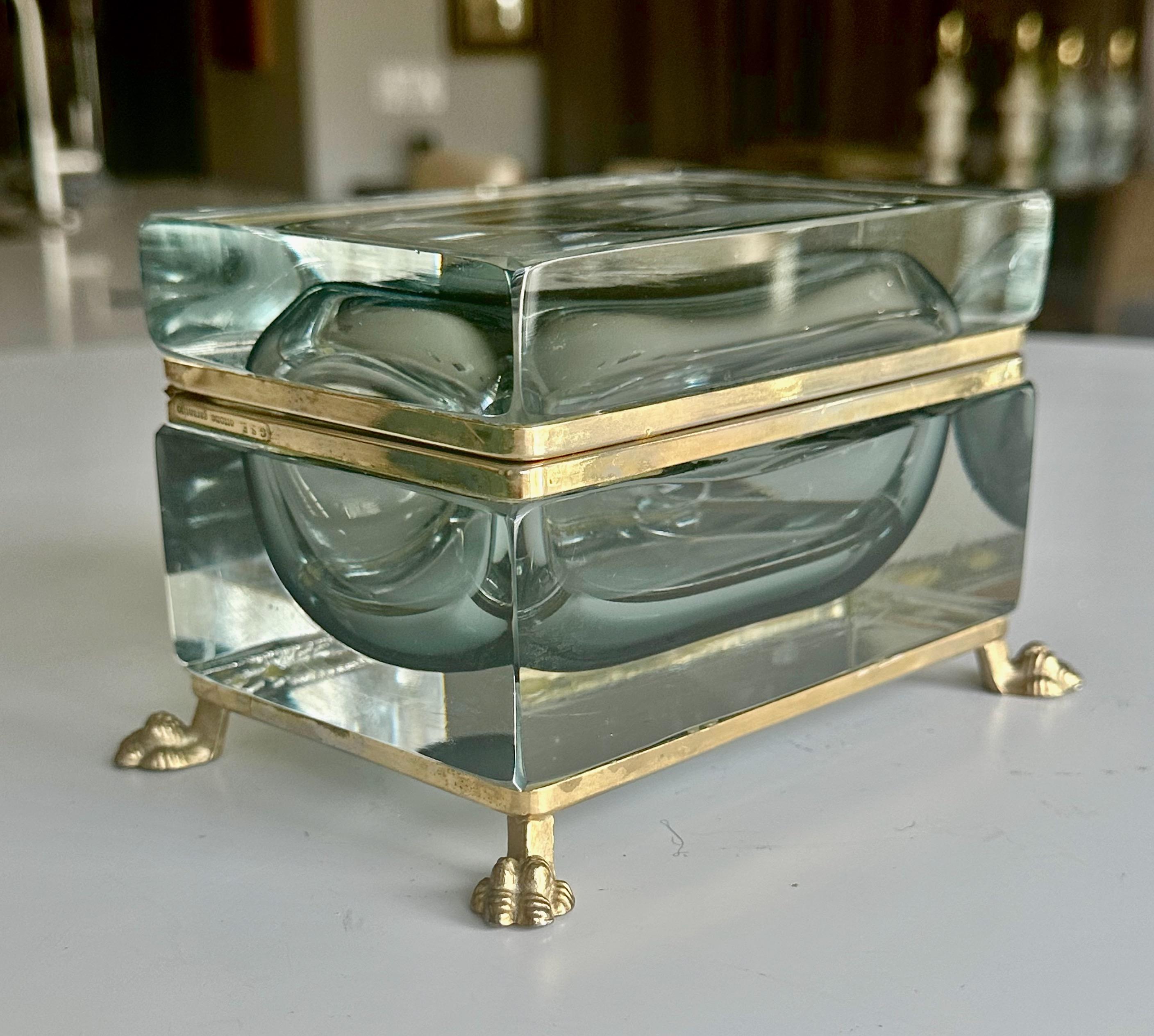 Caja con tapa de cristal Murano Glass Sommerso Firmada Garantito Moderno de mediados de siglo en venta