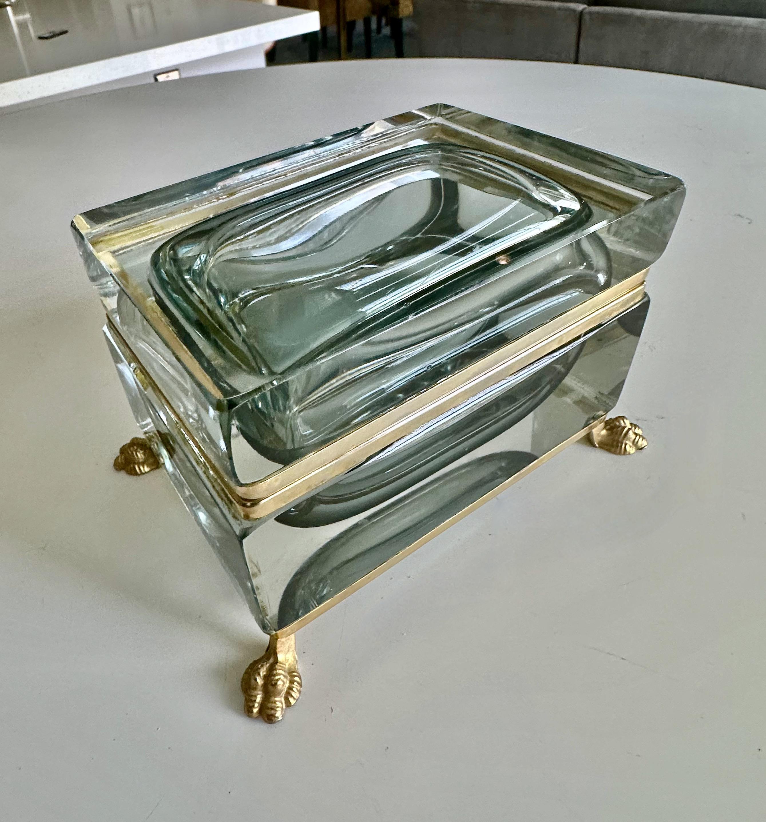 Caja con tapa de cristal Murano Glass Sommerso Firmada Garantito Italiano en venta