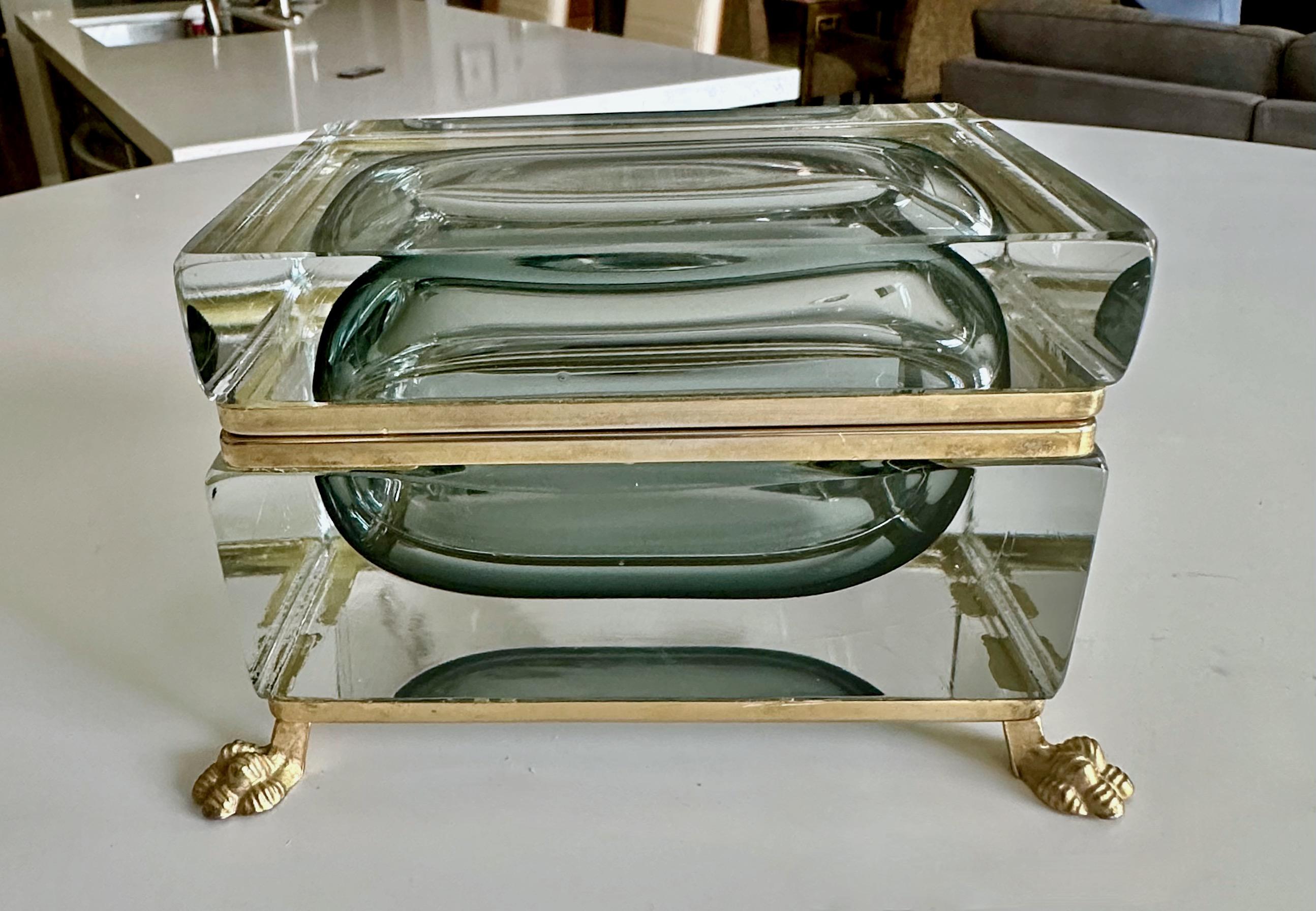 Caja con tapa de cristal Murano Glass Sommerso Firmada Garantito en Bueno estado para la venta en Palm Springs, CA