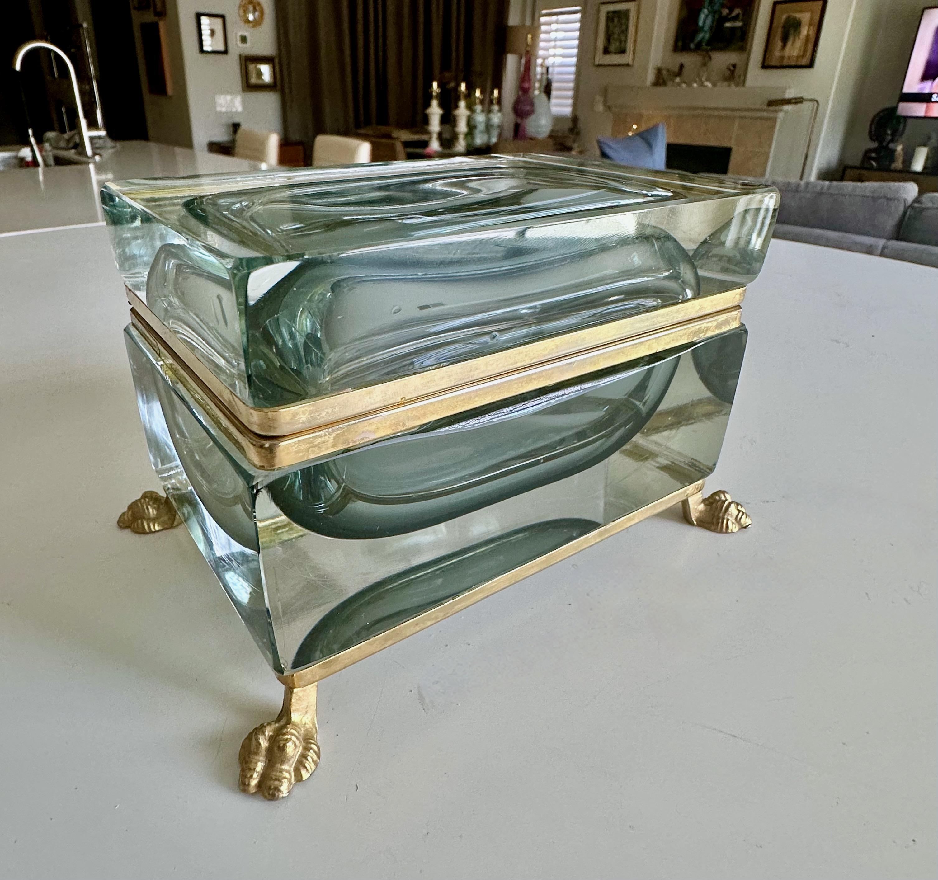 Caja con tapa de cristal Murano Glass Sommerso Firmada Garantito finales del siglo XX en venta