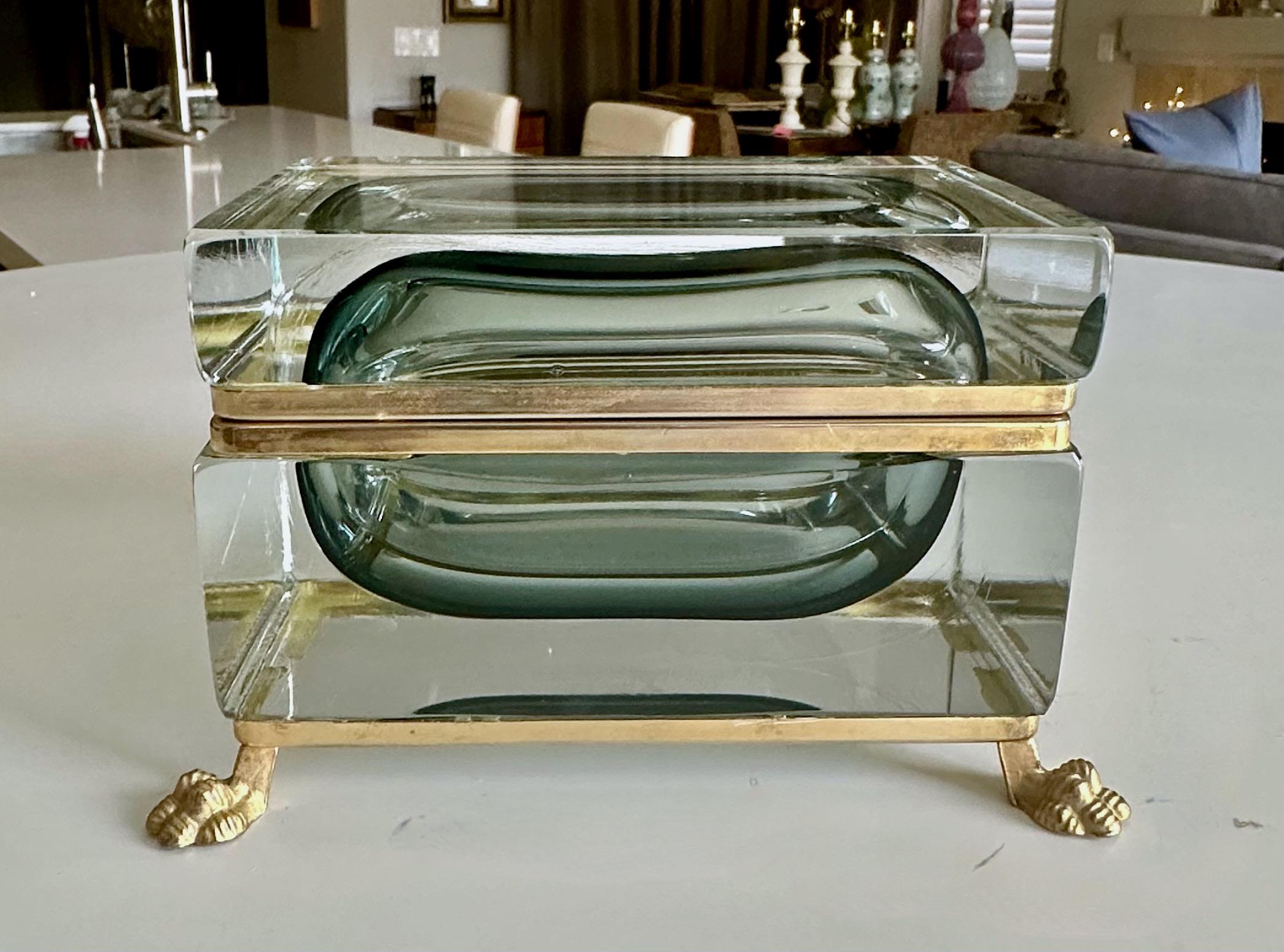 Caja con tapa de cristal Murano Glass Sommerso Firmada Garantito en venta 1