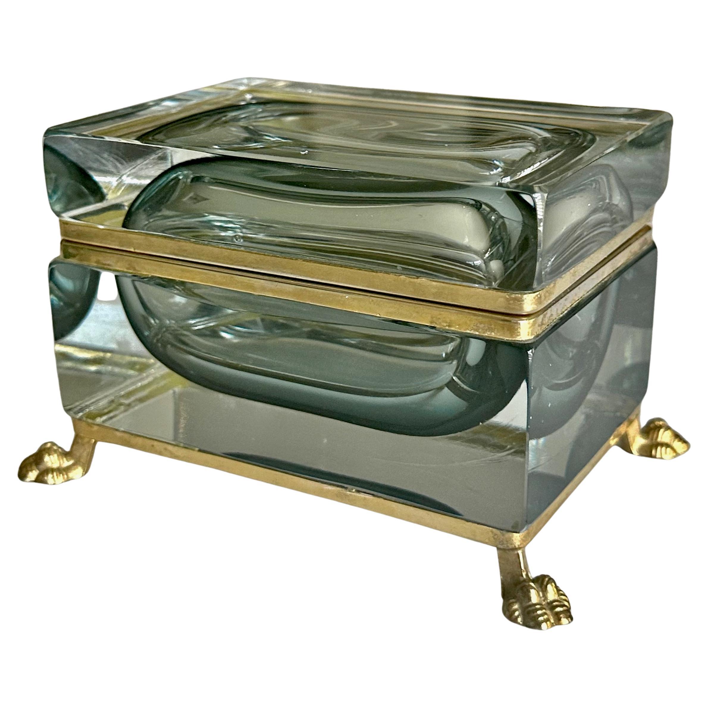 Caja con tapa de cristal Murano Glass Sommerso Firmada Garantito