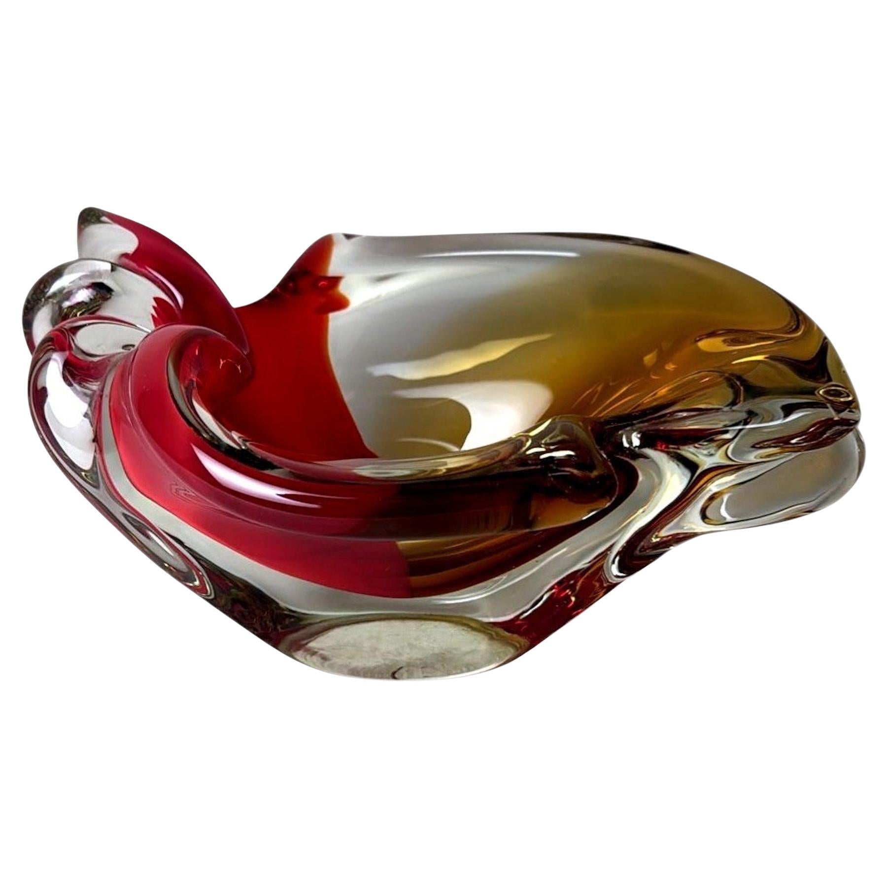 Murano Sommerso Glass Centerpiece, Multicolored Italian Art Glass