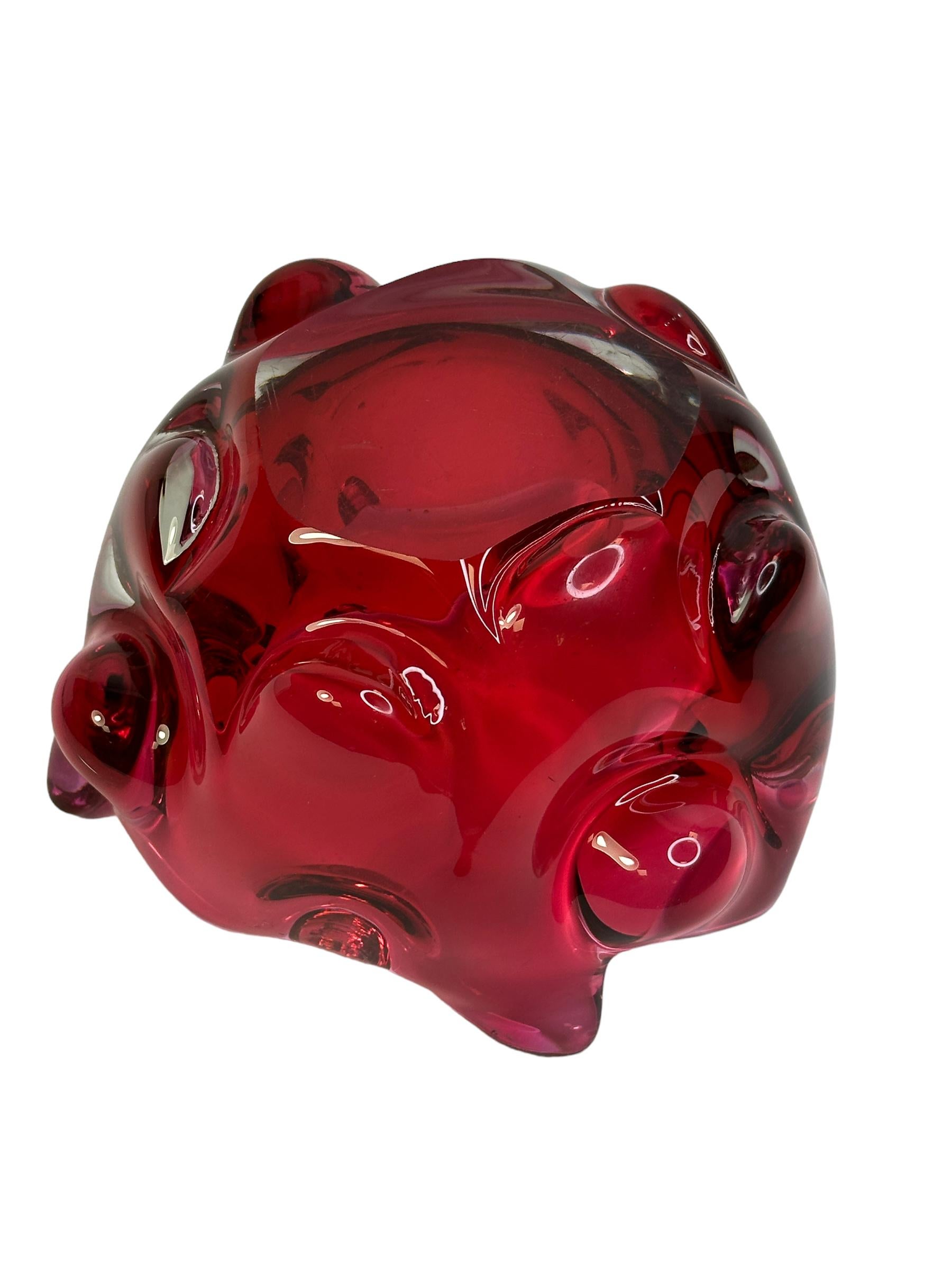 Posacenere per sigari in vetro di Murano Glass Sommerso rosa scuro e trasparente, Vintage, Italia, anni '70 In condizioni buone in vendita a Nuernberg, DE