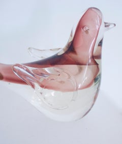 Murano Sommerso Glass Dove with Pink and Beige Tones by AVeM, Mid-1950s