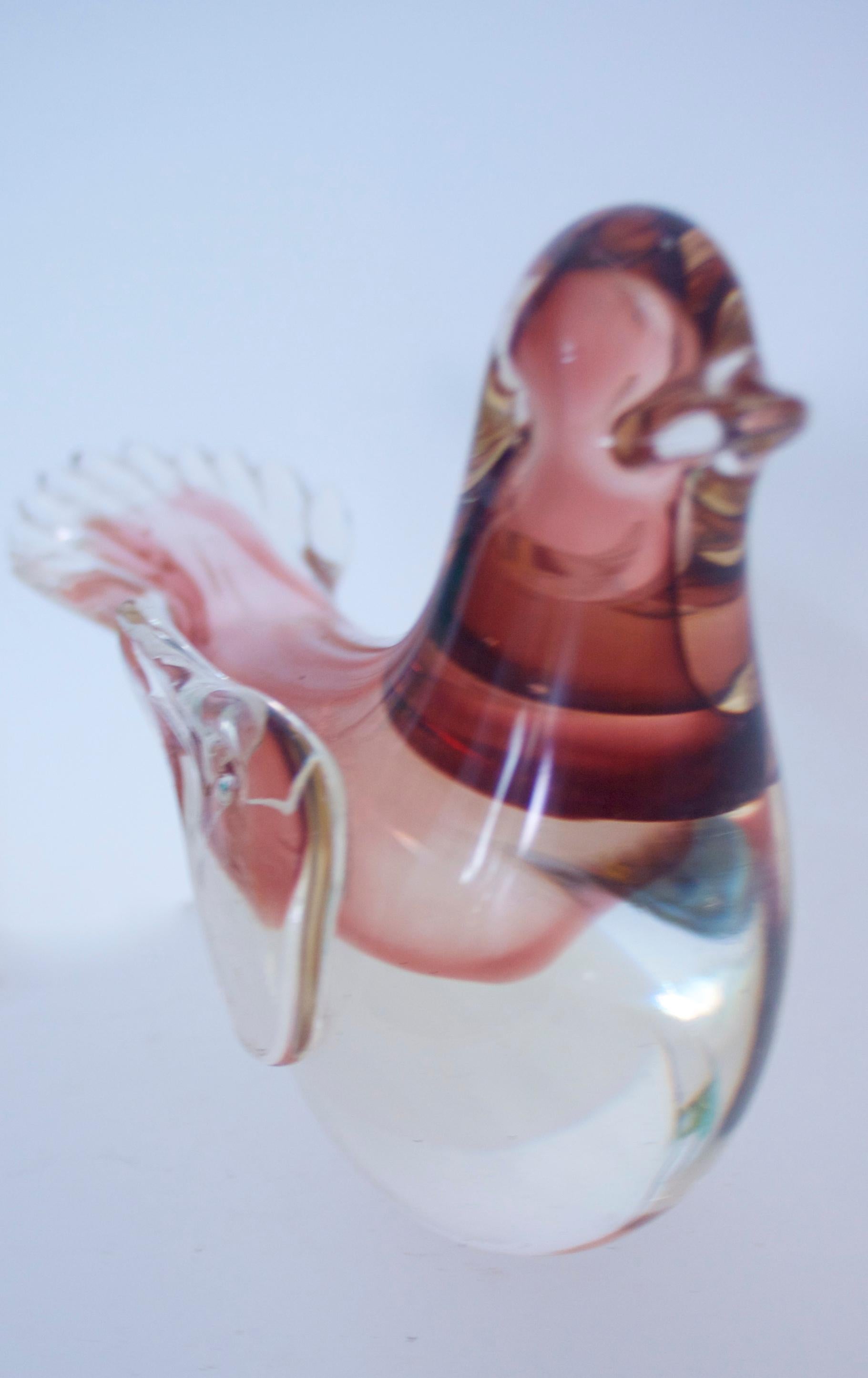 20th Century Murano Sommerso Glass Dove with Pink and Beige Tones by AVeM, Mid-1950s For Sale