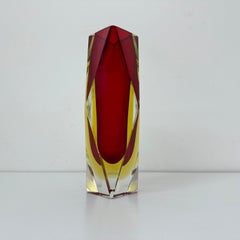 Murano sommerso glass faceted vase by Flavio Poli , 1970s