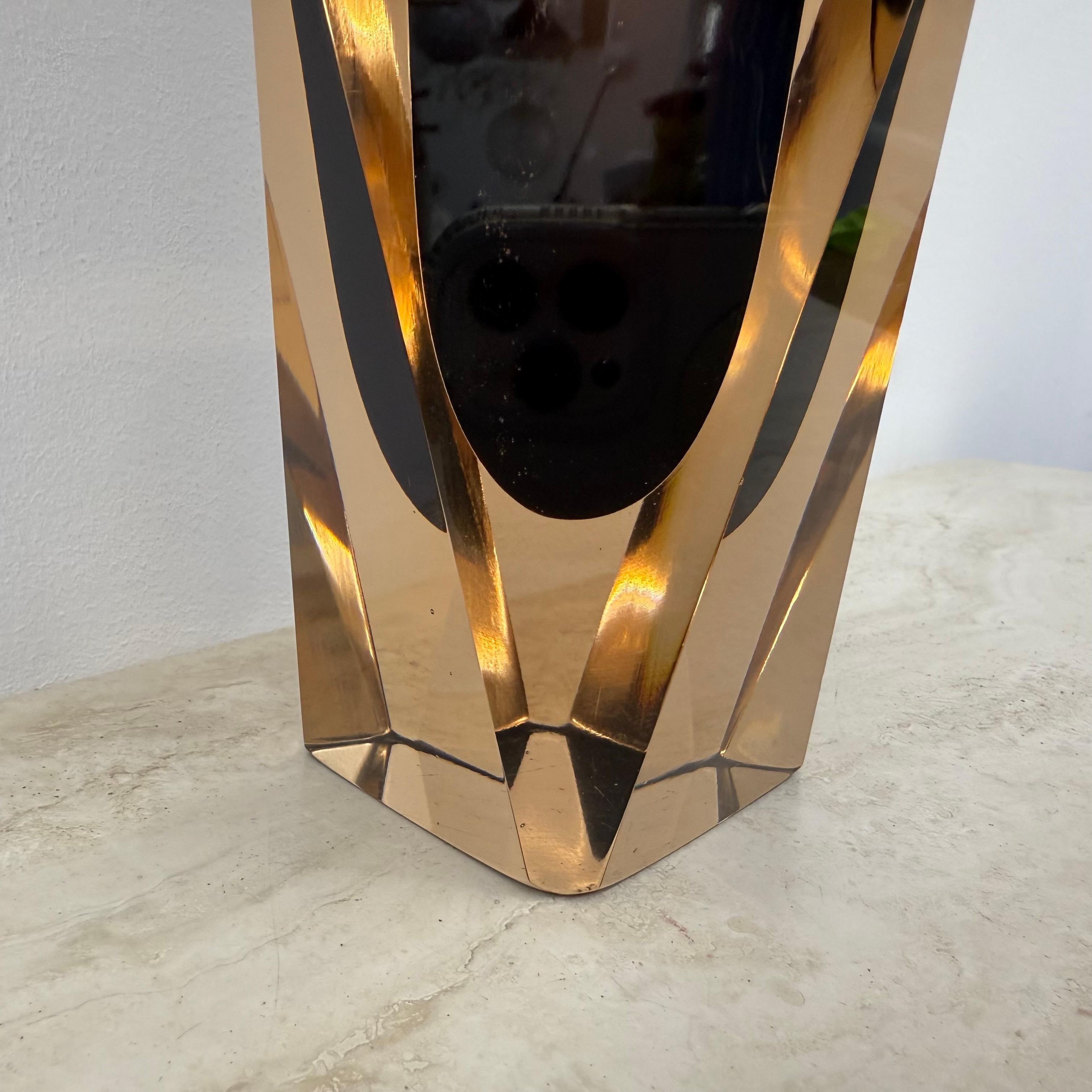 Late 20th Century Murano sommerso glass faceted vase by Flavio Poli , 1970s For Sale