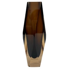 Murano sommerso glass faceted vase by Flavio Poli , 1970s