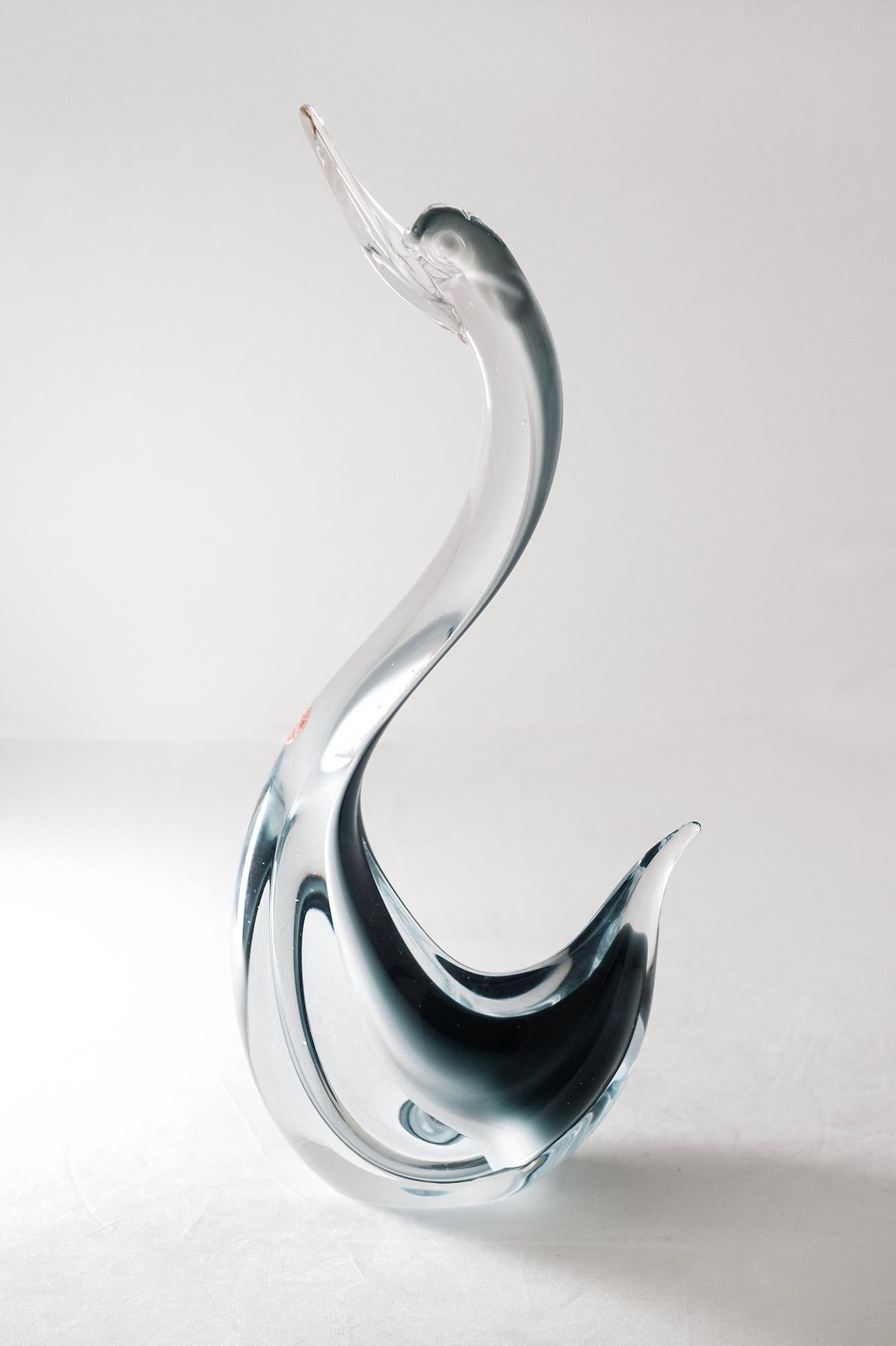 Italian Murano Sommerso Glass Swan by Seguso, Italy For Sale