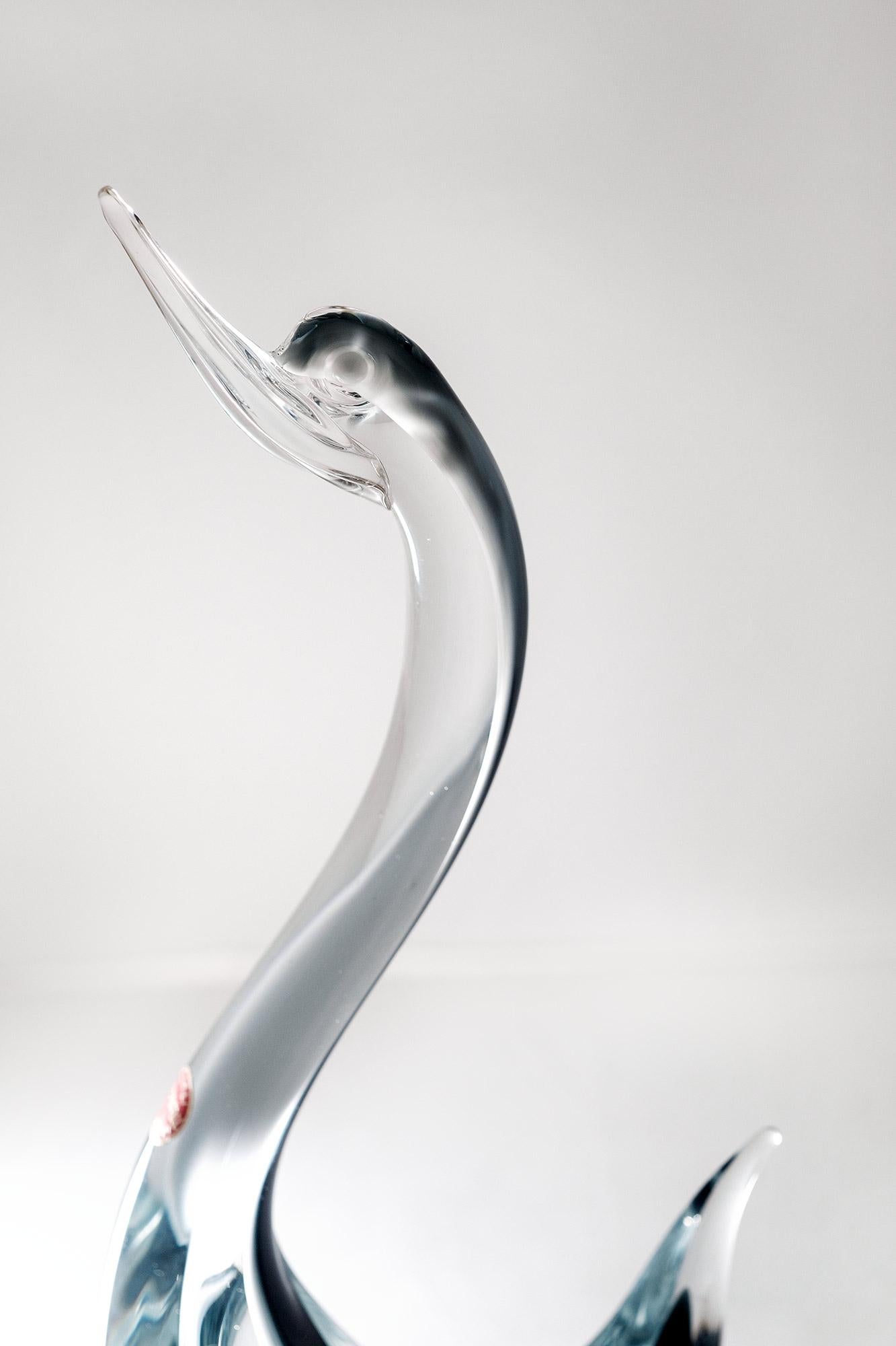 Murano Sommerso Glass Swan by Seguso, Italy In Good Condition For Sale In Lugano, TI