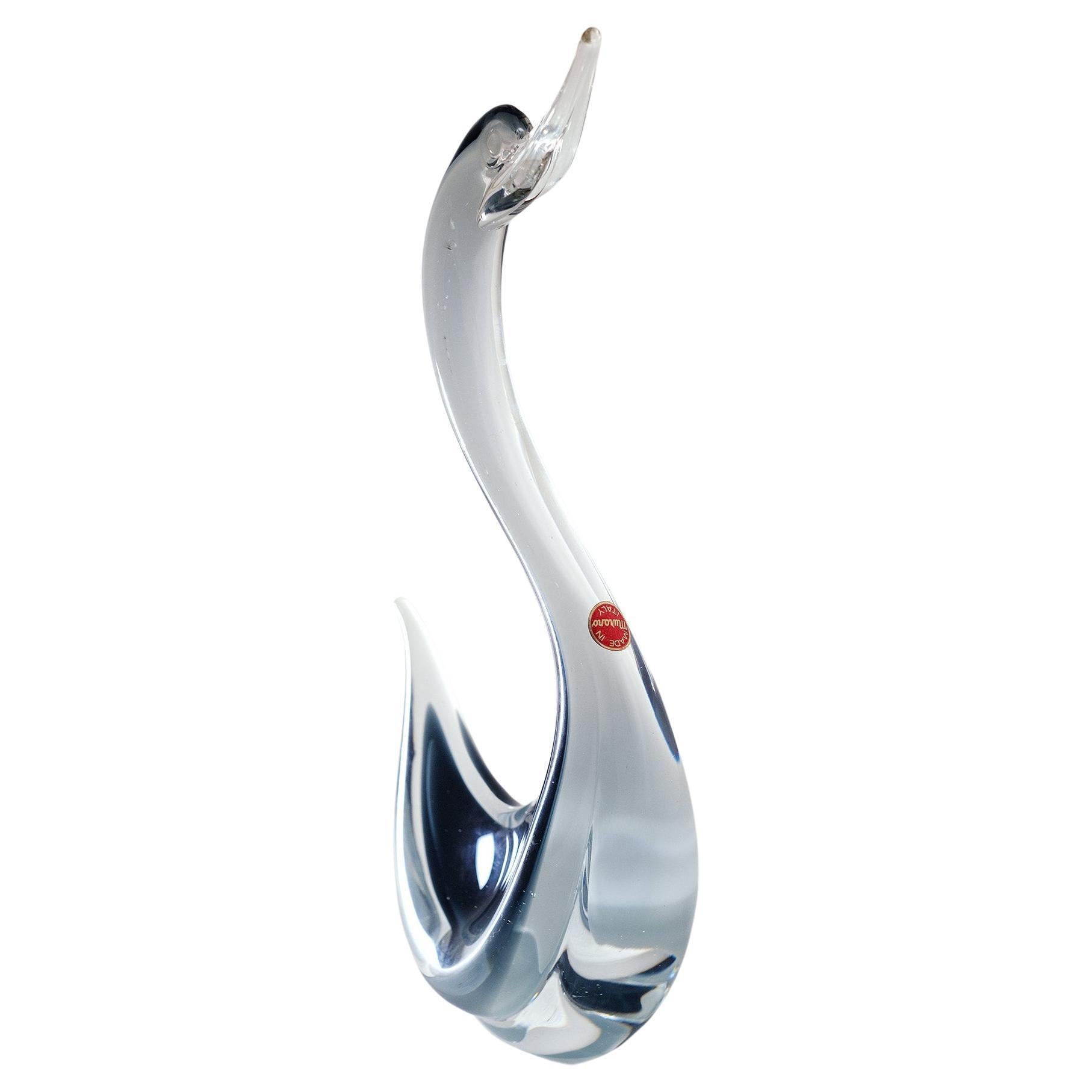 Murano Sommerso Glass Swan by Seguso, Italy For Sale