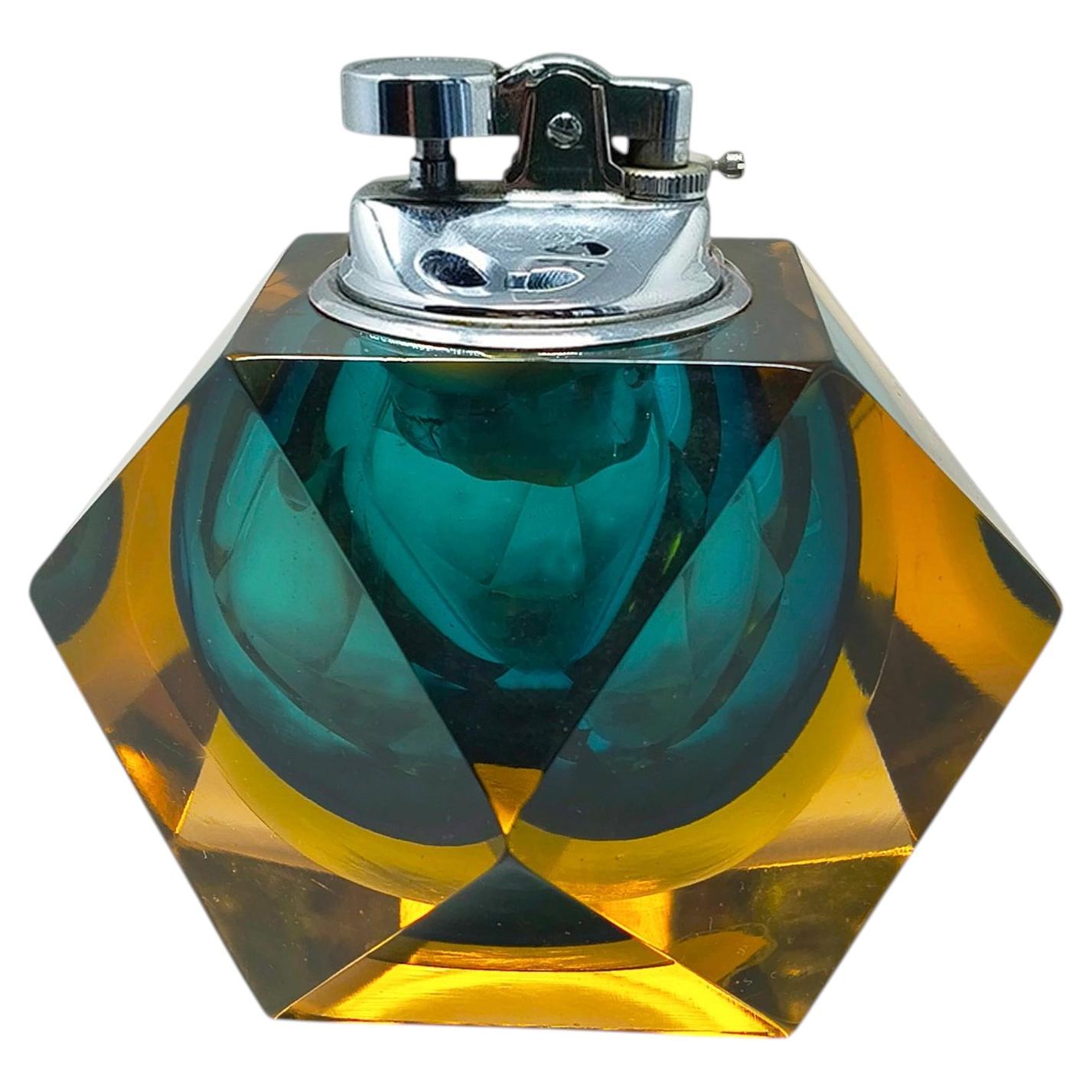 Murano Sommerso Glass Table Lighter by Flavio Poli, Mid-Century Italy For Sale