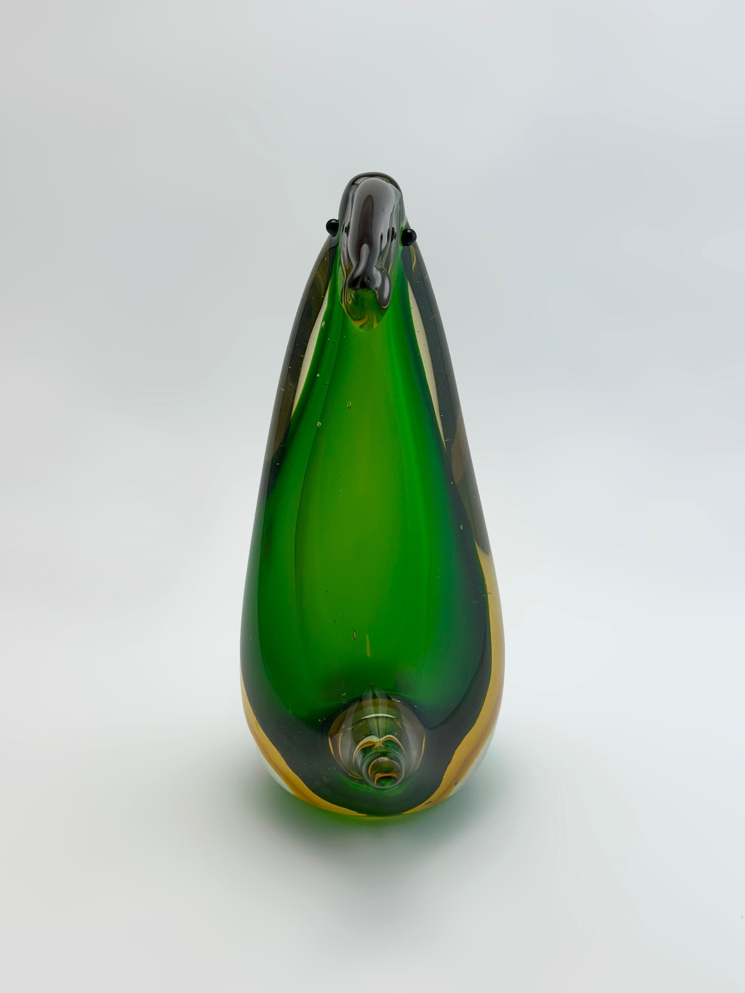 Mid-Century Modern Murano Sommerso Glass Toucan Sculpture, circa 1960s For Sale