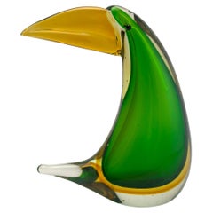 Murano Sommerso Glass Toucan Sculpture, circa 1960s