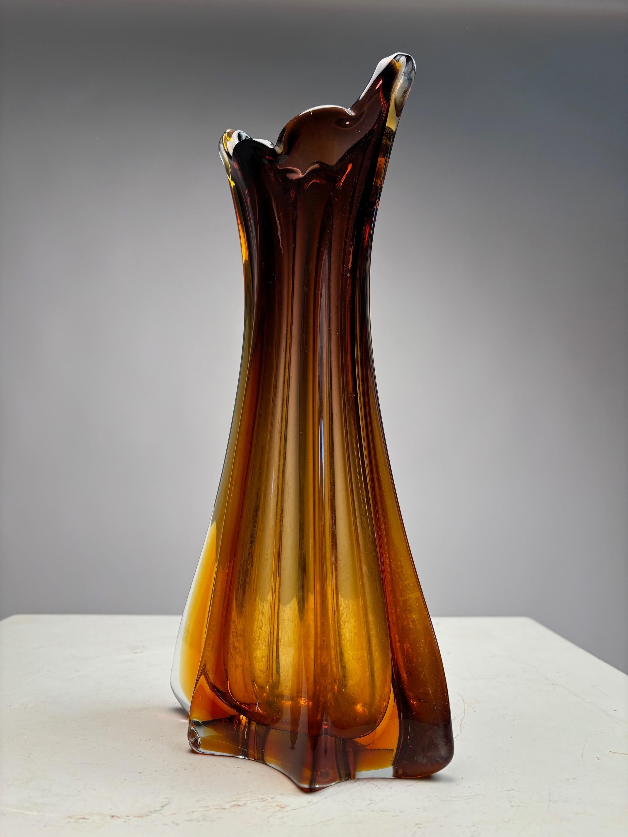 italien Murano Sommerso Glass Vase, Att to Seguso, Italy,  1970s en vente