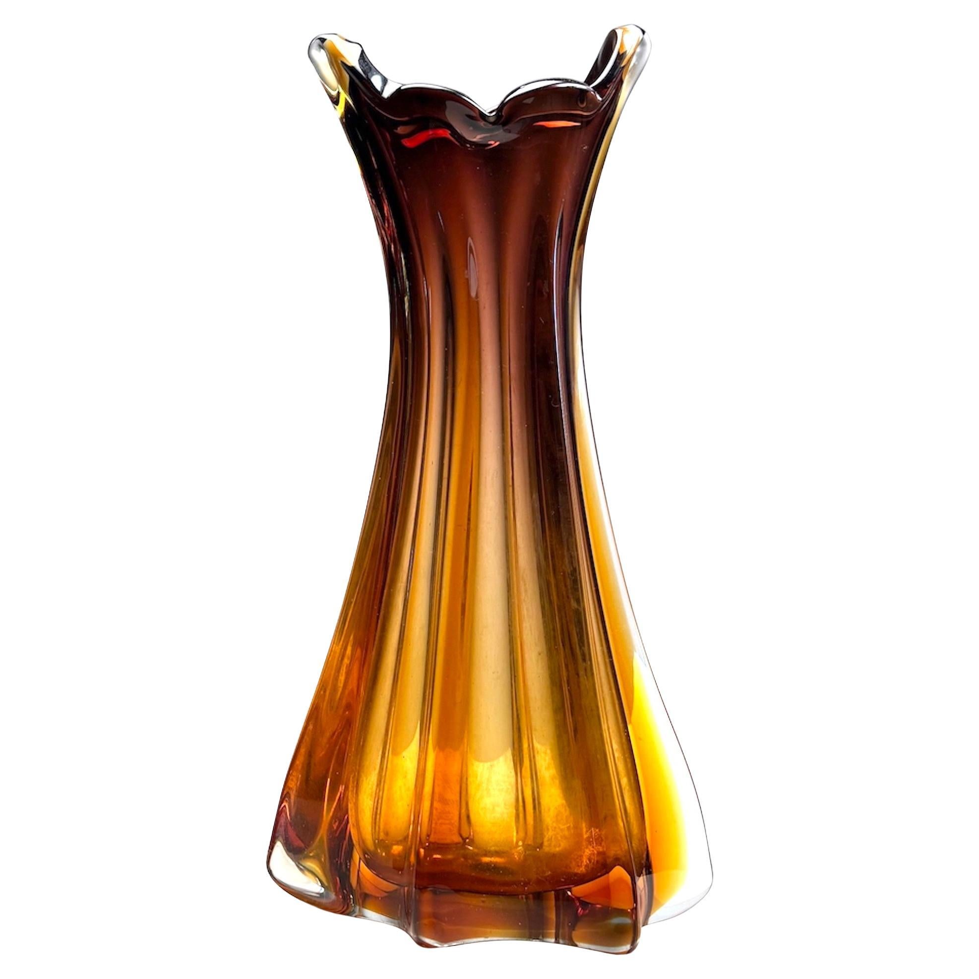 Murano Sommerso Glass Vase, Att to Seguso, Italy, 1970s