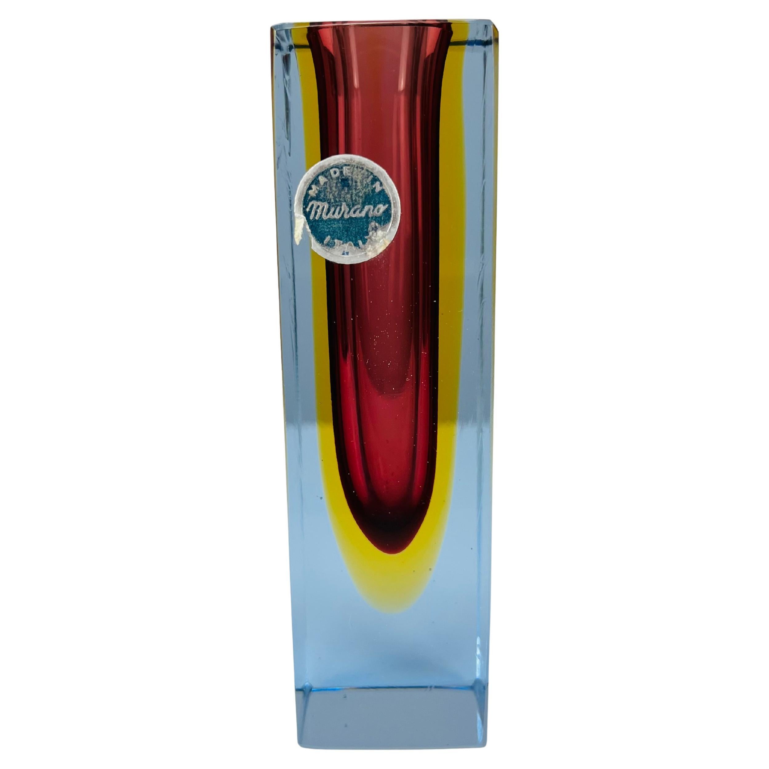 Jarrón de cristal Murano Sommerso de Flavio Poli, años 60