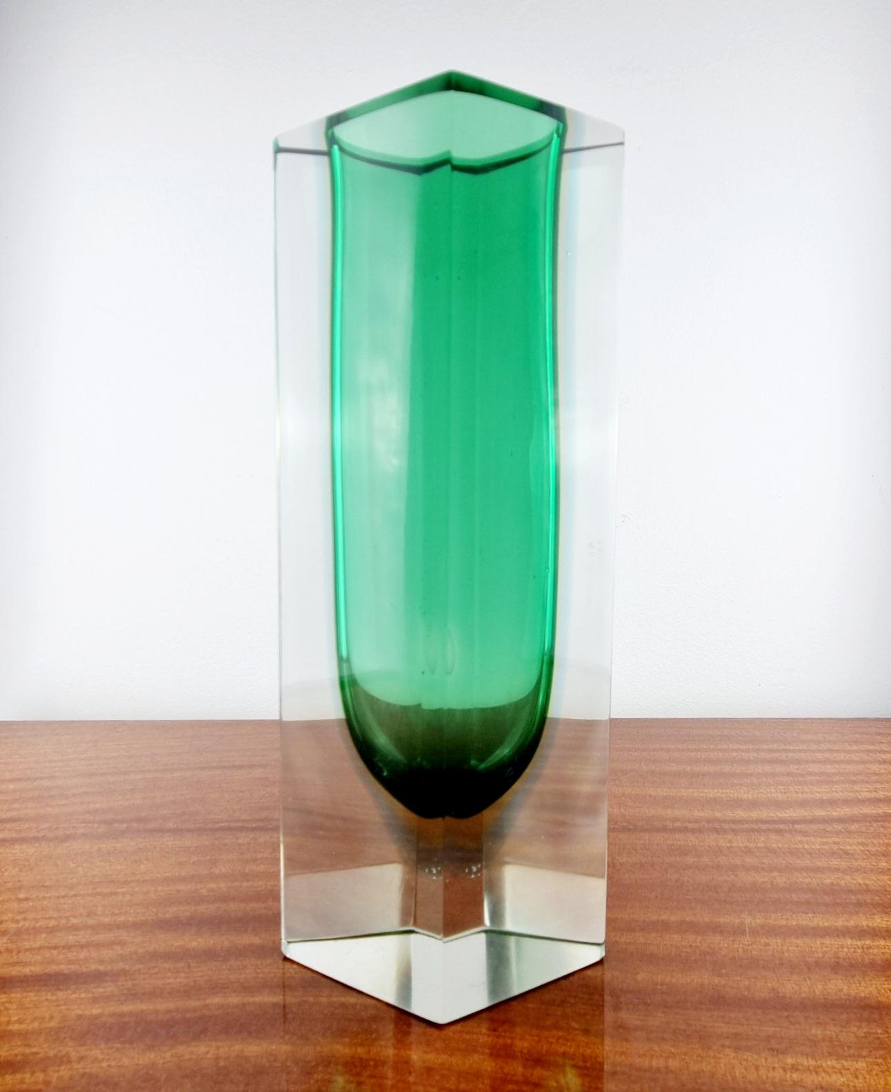 Mid-Century moderno Vaso in vetro di Murano Sommerso di Flavio Poli per Alessandro Mandruzzato, Italia anni '70 in vendita