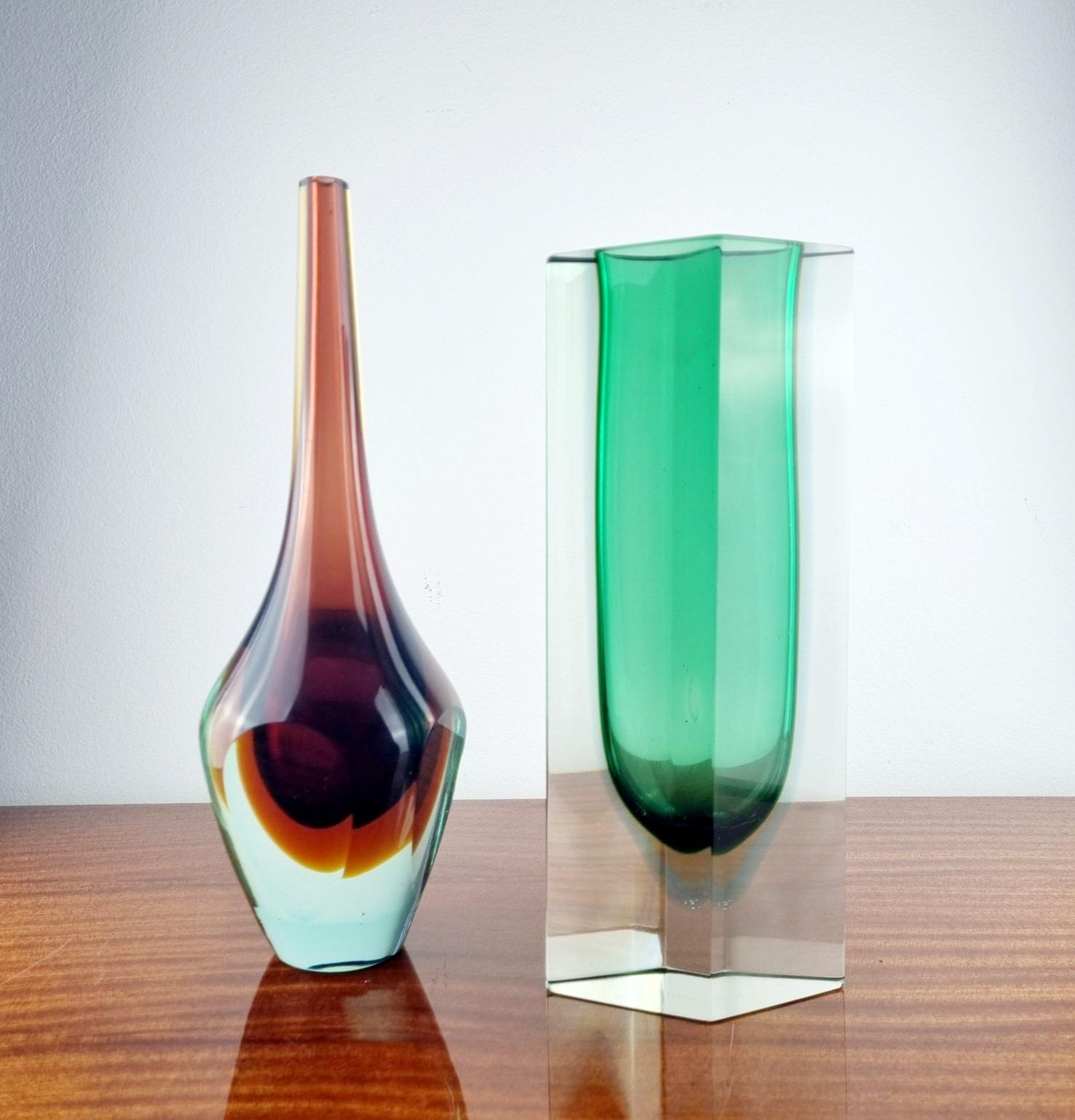 Metà XX secolo Vaso in vetro di Murano Sommerso di Flavio Poli per Alessandro Mandruzzato, Italia anni '70 in vendita
