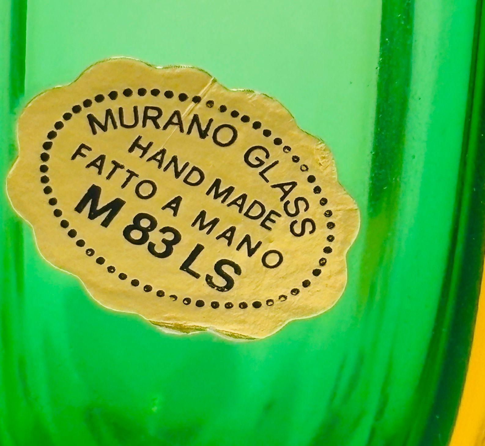 Murano Glass Sommerso Vase in Grün & Gelb von Flavio Poli für Mandruzzato (Handgefertigt) im Angebot