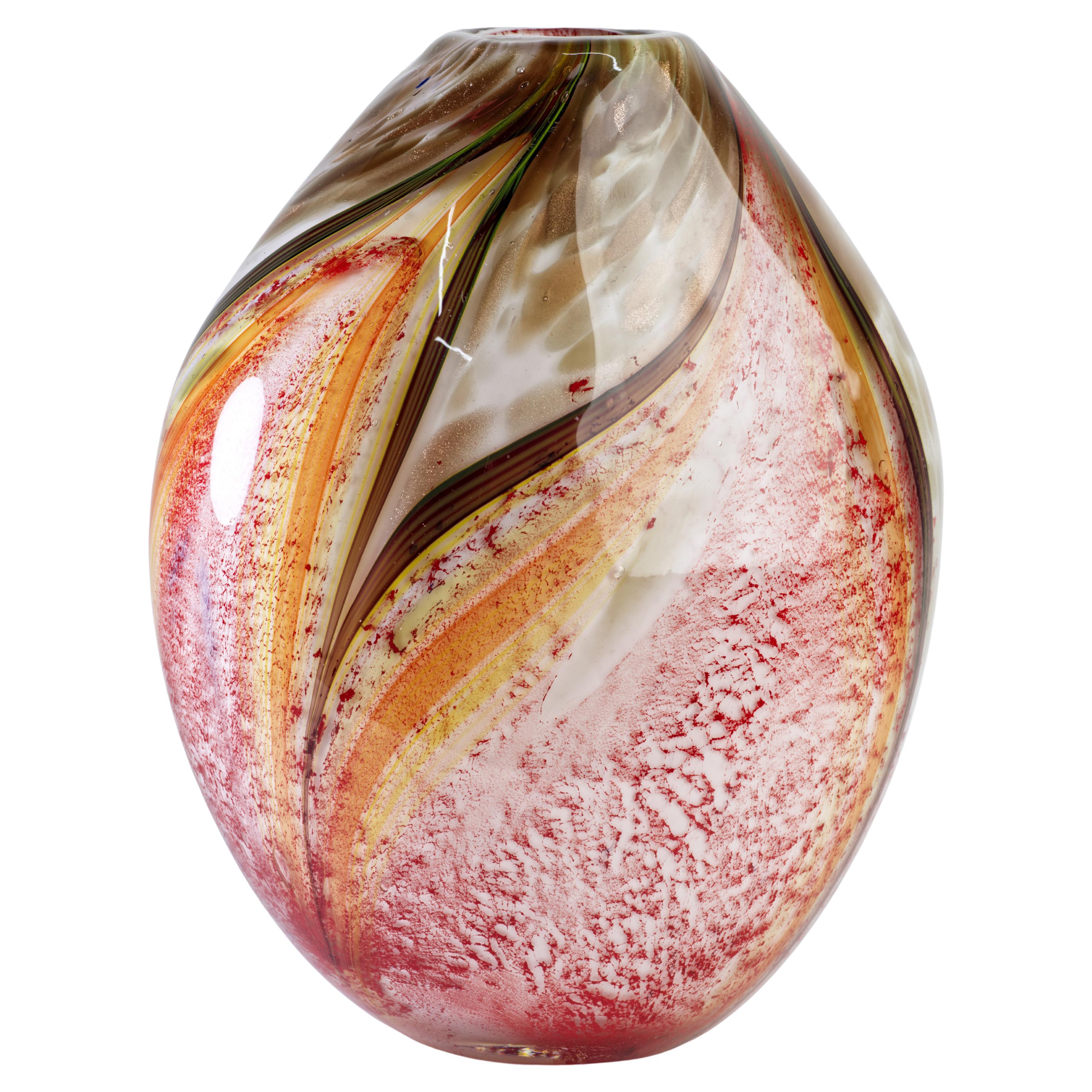 Vaso in vetro di Murano Glass Sommerso, multicolore con inclusioni d'oro