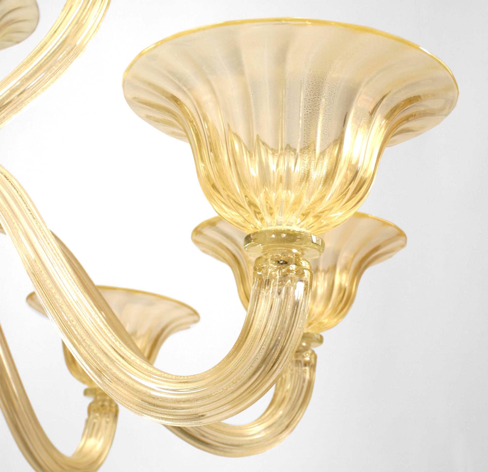 2 Italian Murano Sommerso Gold Dusted Glass Chandeliers In Good Condition For Sale In New York, NY