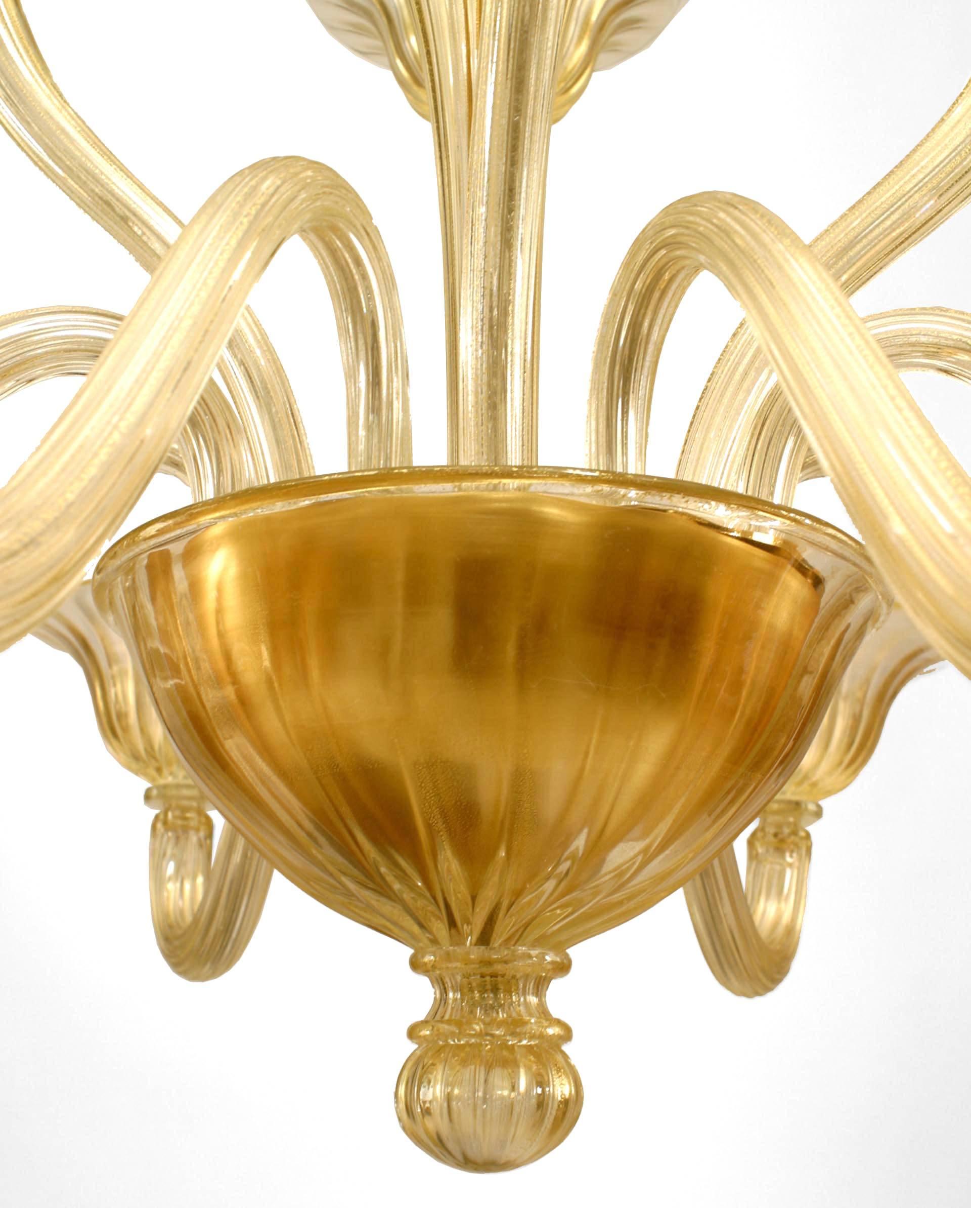 20th Century 2 Italian Murano Sommerso Gold Dusted Glass Chandeliers For Sale