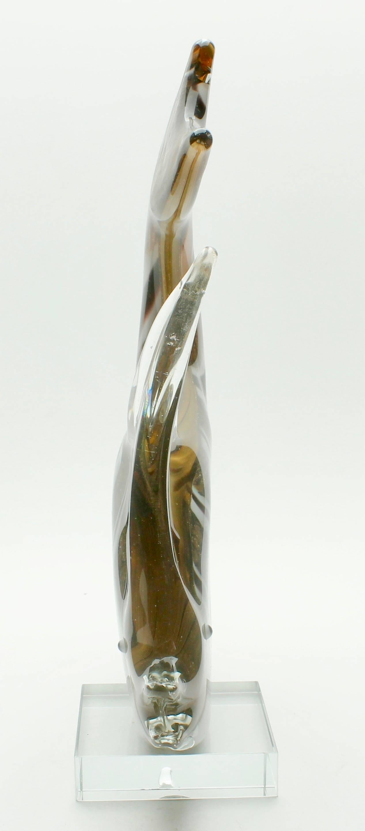 Murano Sommerso Gold Flecks Italian Art Glass Fish Figurine In Good Condition In Verviers, BE