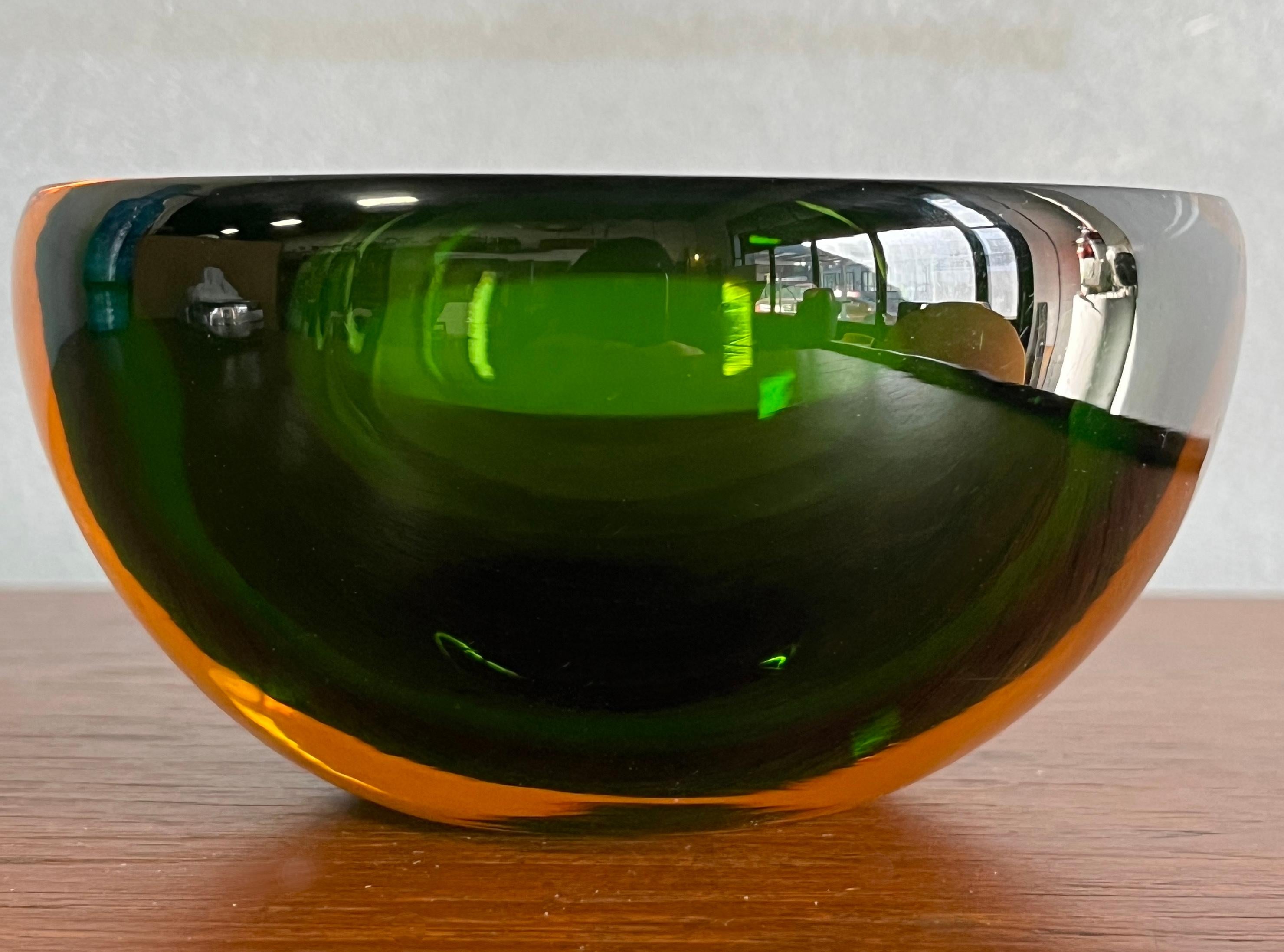 Cuenco Sommerso verde/marrón/amarillo de Murano por Mandruzzato, 1970 en venta 3