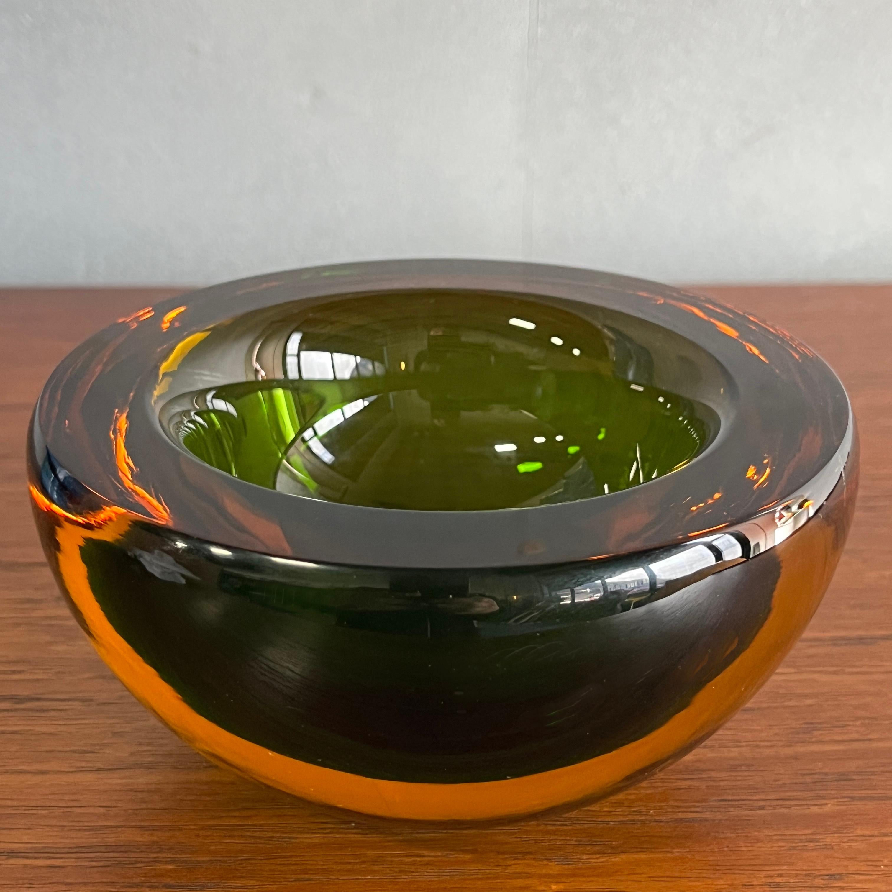 20th Century Murano Sommerso Green/Brown/Yellow Bowl by Mandruzzato, 1970 For Sale