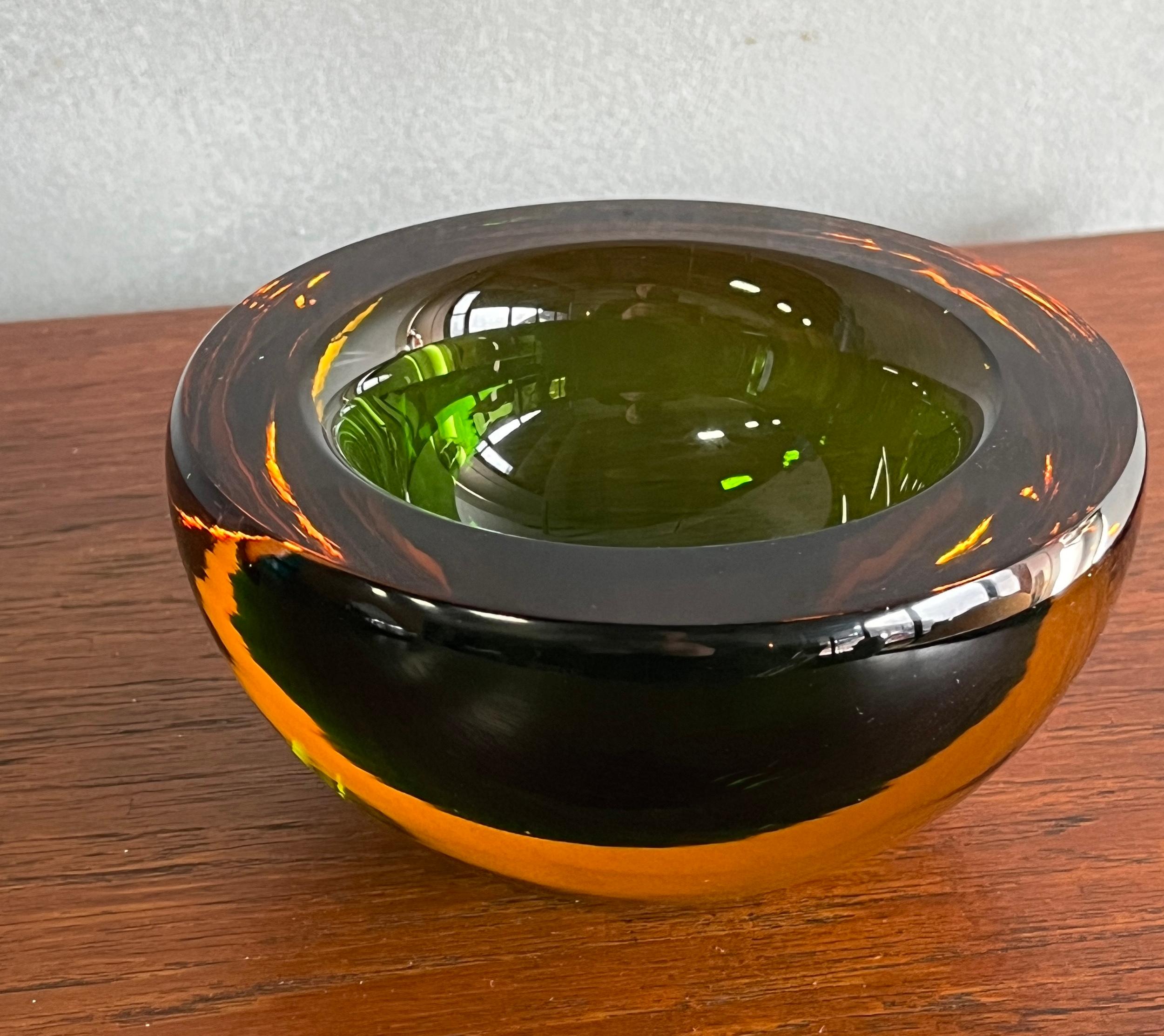 Cuenco Sommerso verde/marrón/amarillo de Murano por Mandruzzato, 1970 en venta 2
